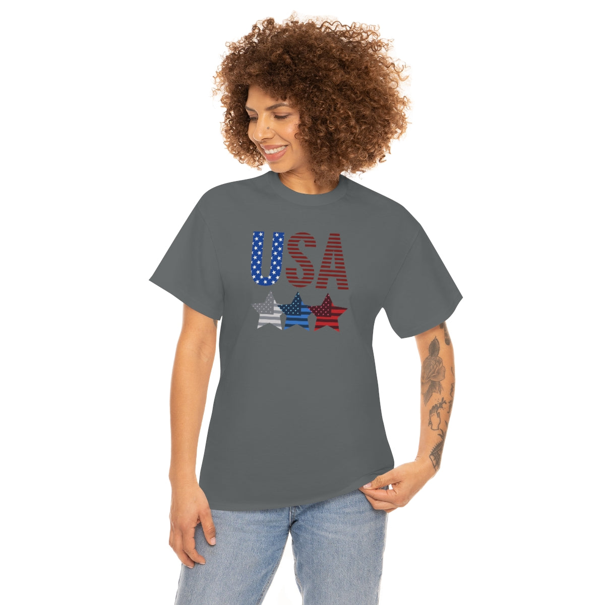 "USA Triple Stars" Unisex Heavy Cotton Tee