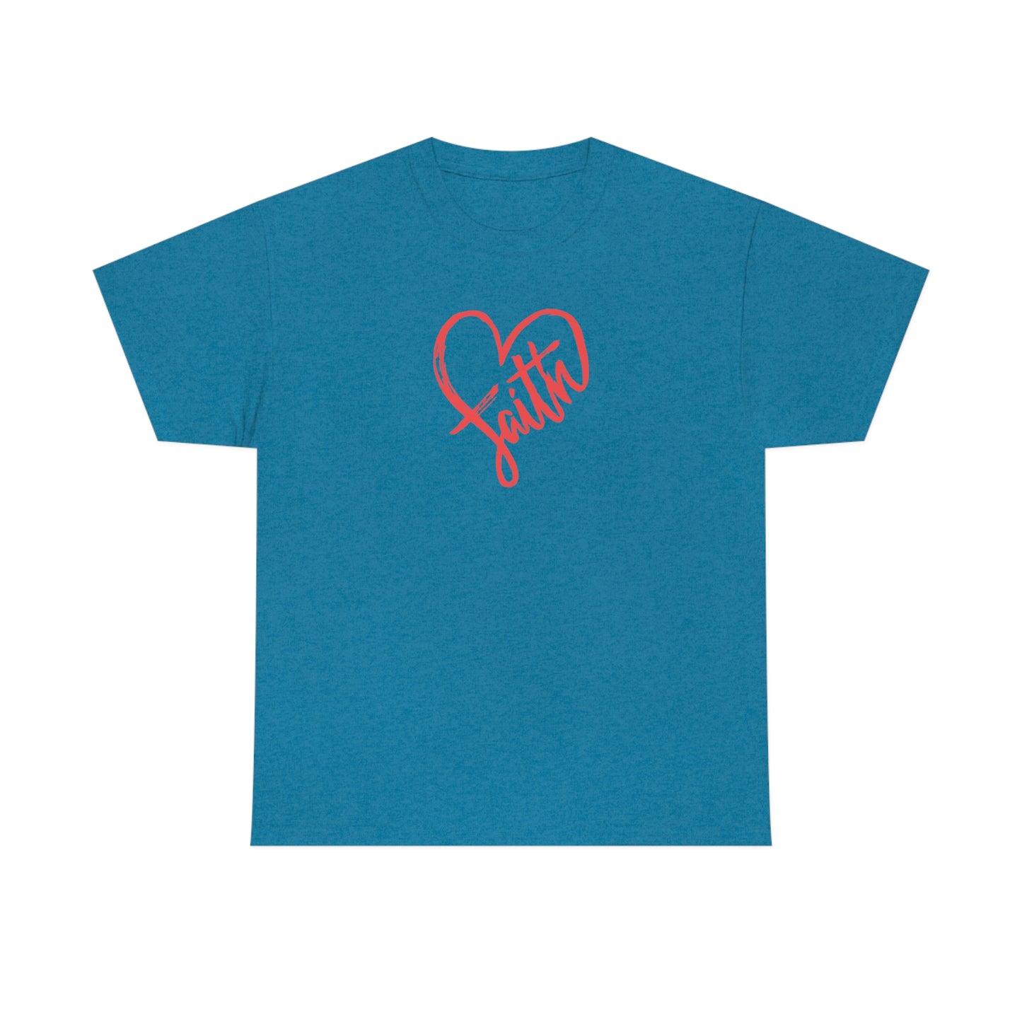 "Red Faith Heart" Unisex Heavy Cotton Tee