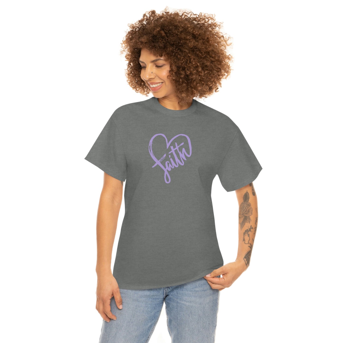 "Purple Faith Heart" Unisex Heavy Cotton Tee