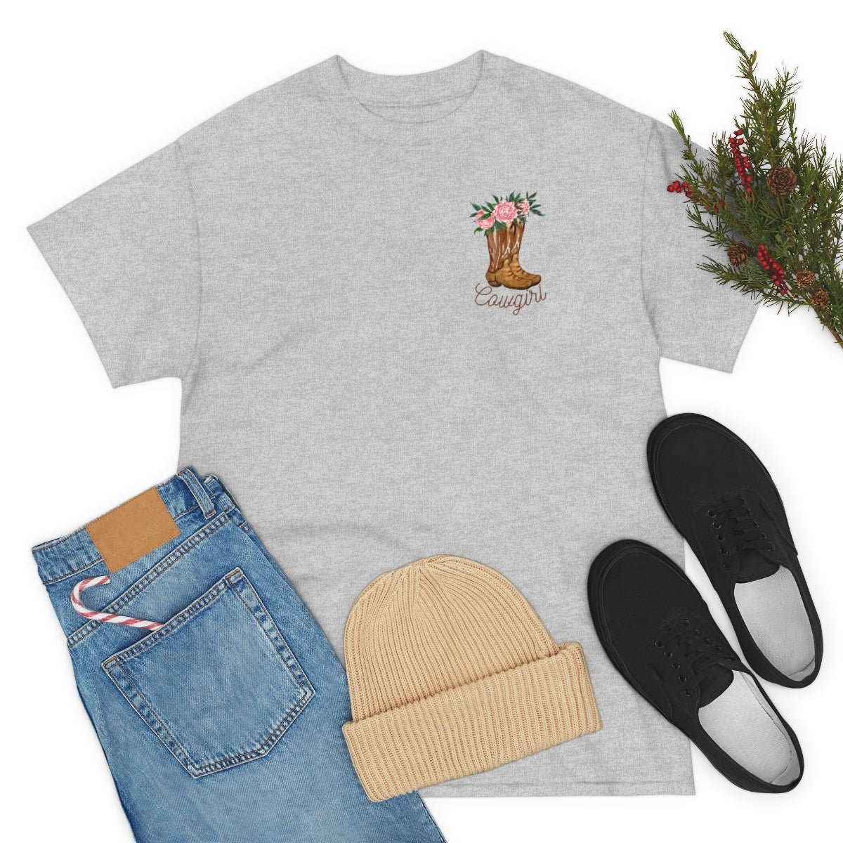 "Cowgirl/Herd That" Unisex Heavy Cotton Tee Front/Back Designs