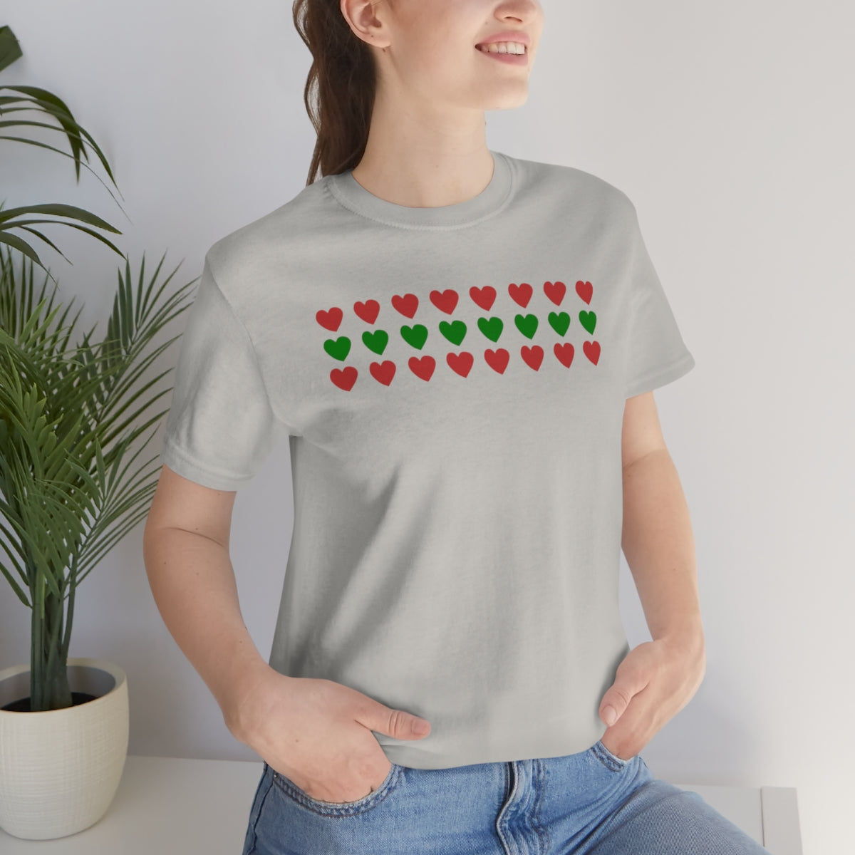 "Christmas Hearts" Unisex Jersey Short Sleeve Tee