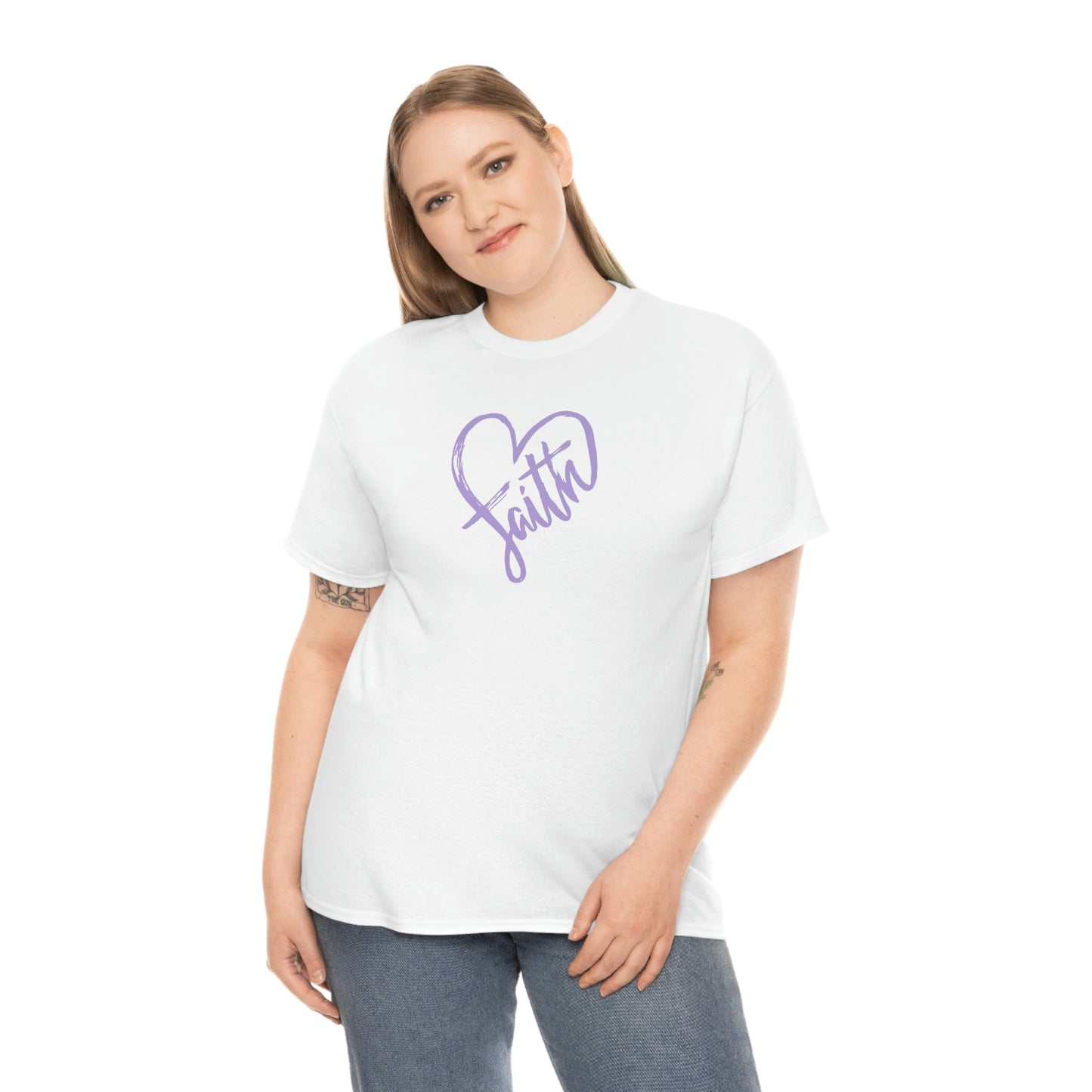 "Purple Faith Heart" Unisex Heavy Cotton Tee