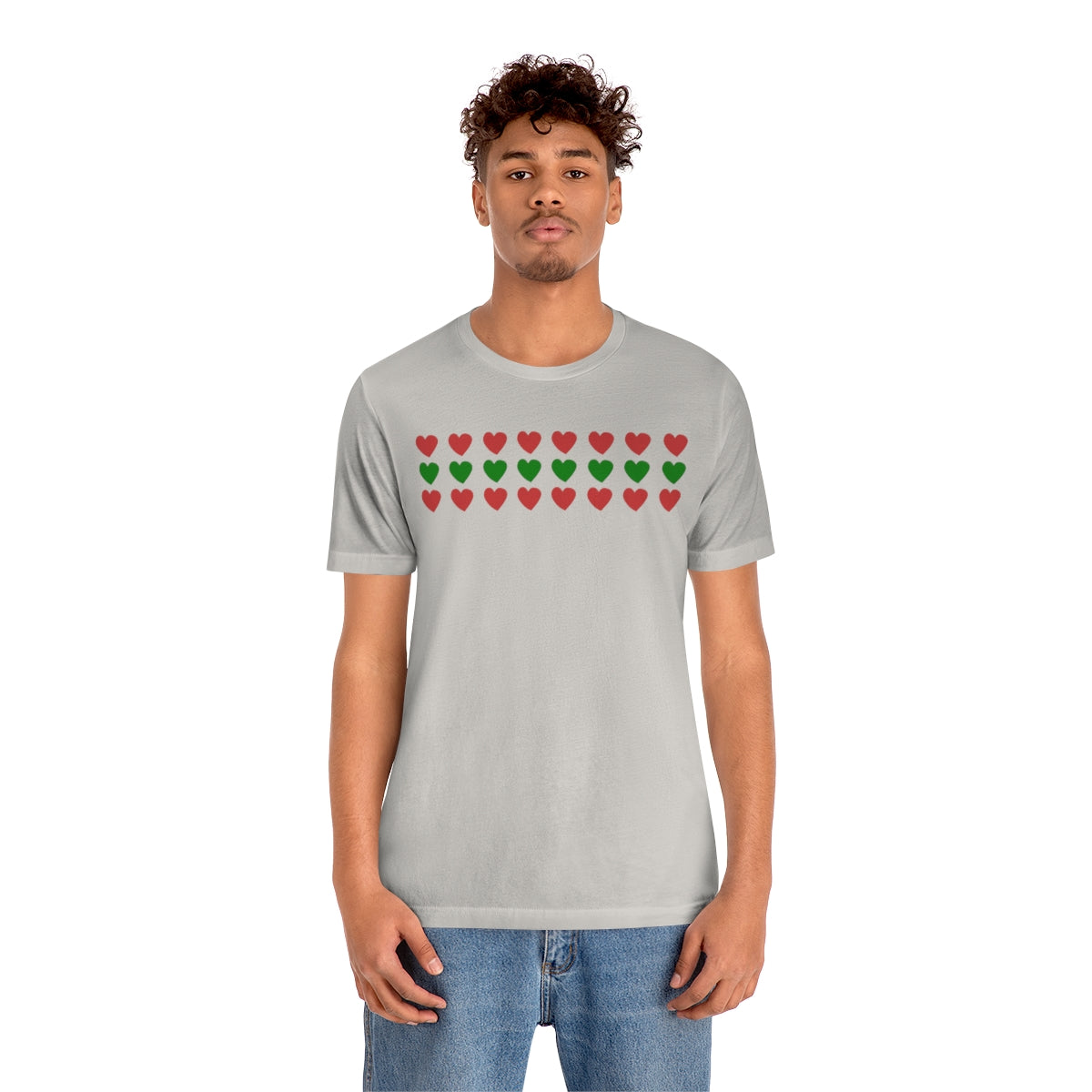 "Christmas Hearts" Unisex Jersey Short Sleeve Tee