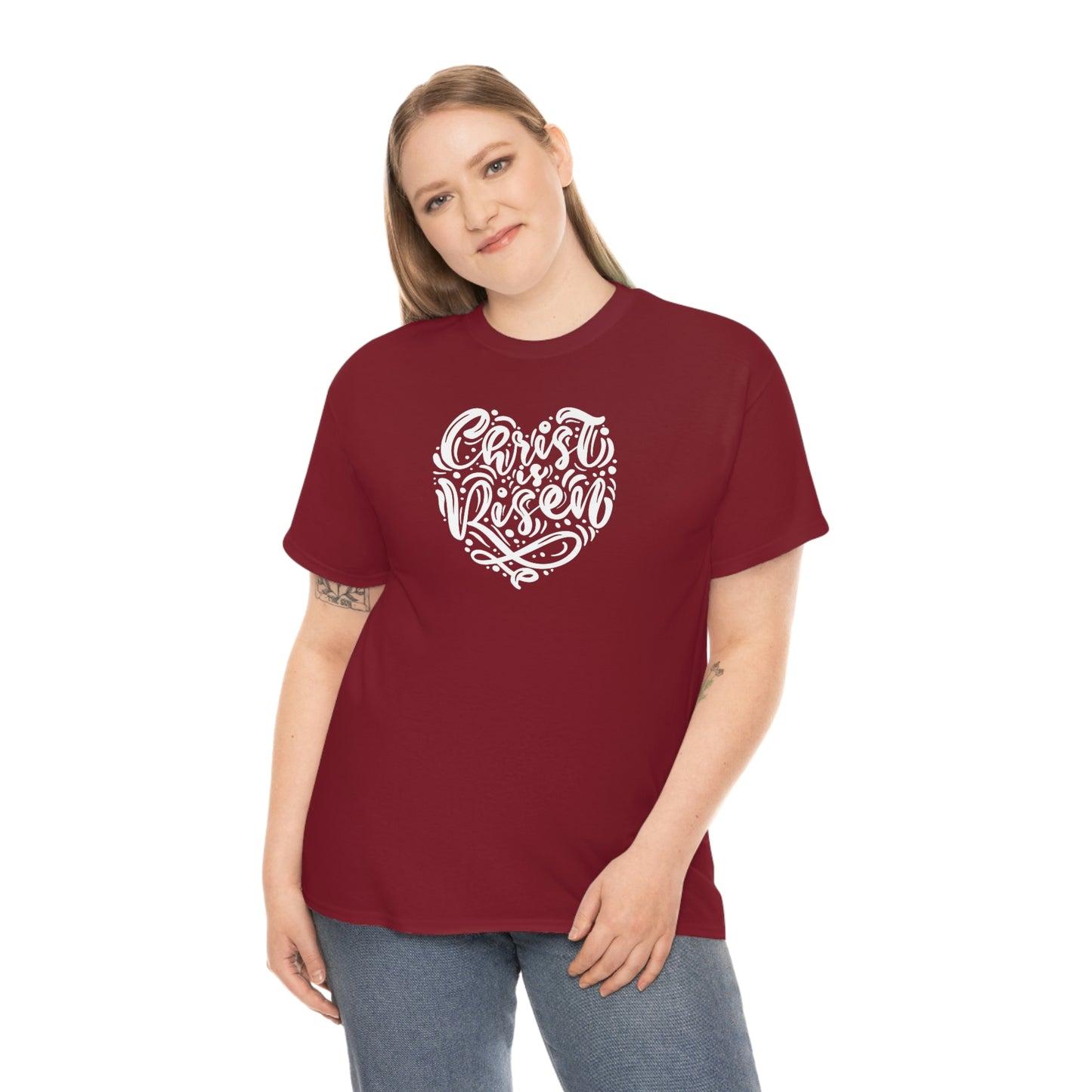 "Christ is Risen Heart" Unisex Heavy Cotton Tee