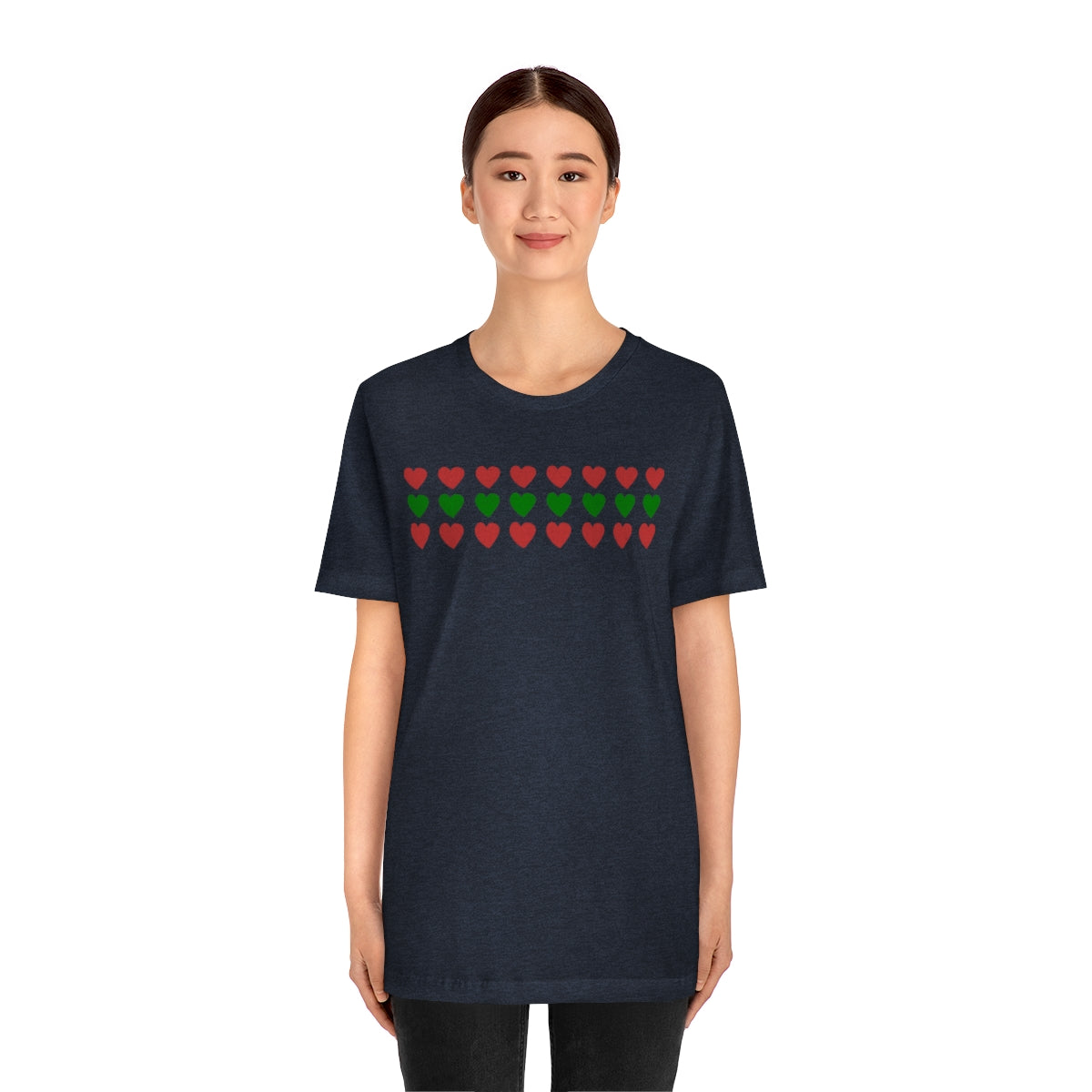 "Christmas Hearts" Unisex Jersey Short Sleeve Tee