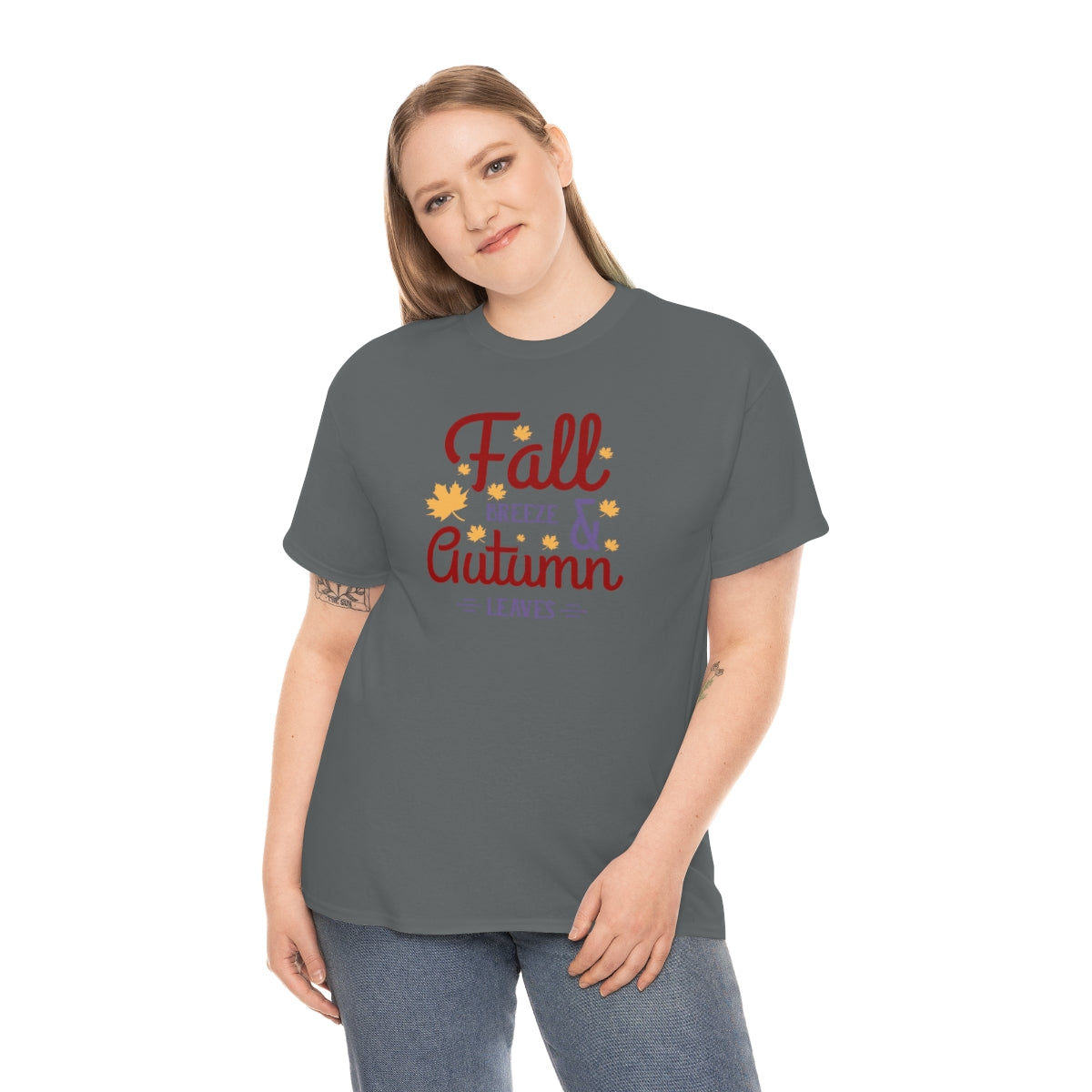 "Fall Breeze And Autumn Leaves" Unisex Heavy Cotton Tee