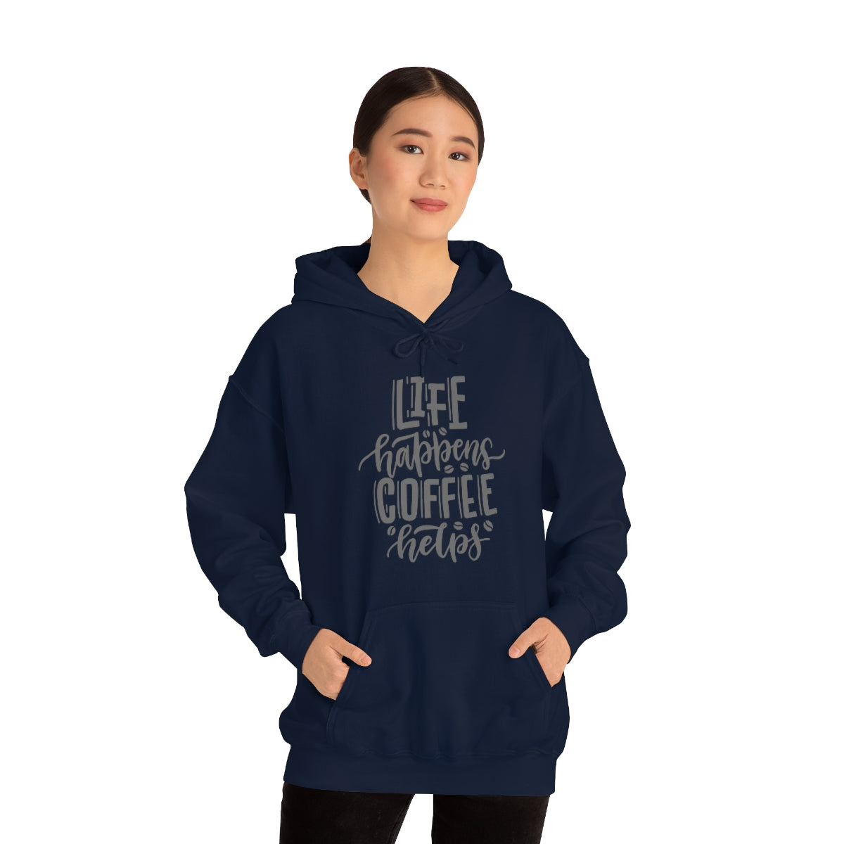 "Life Happens Coffee Helps" Unisex Heavy Blend™ Hooded Sweatshirt