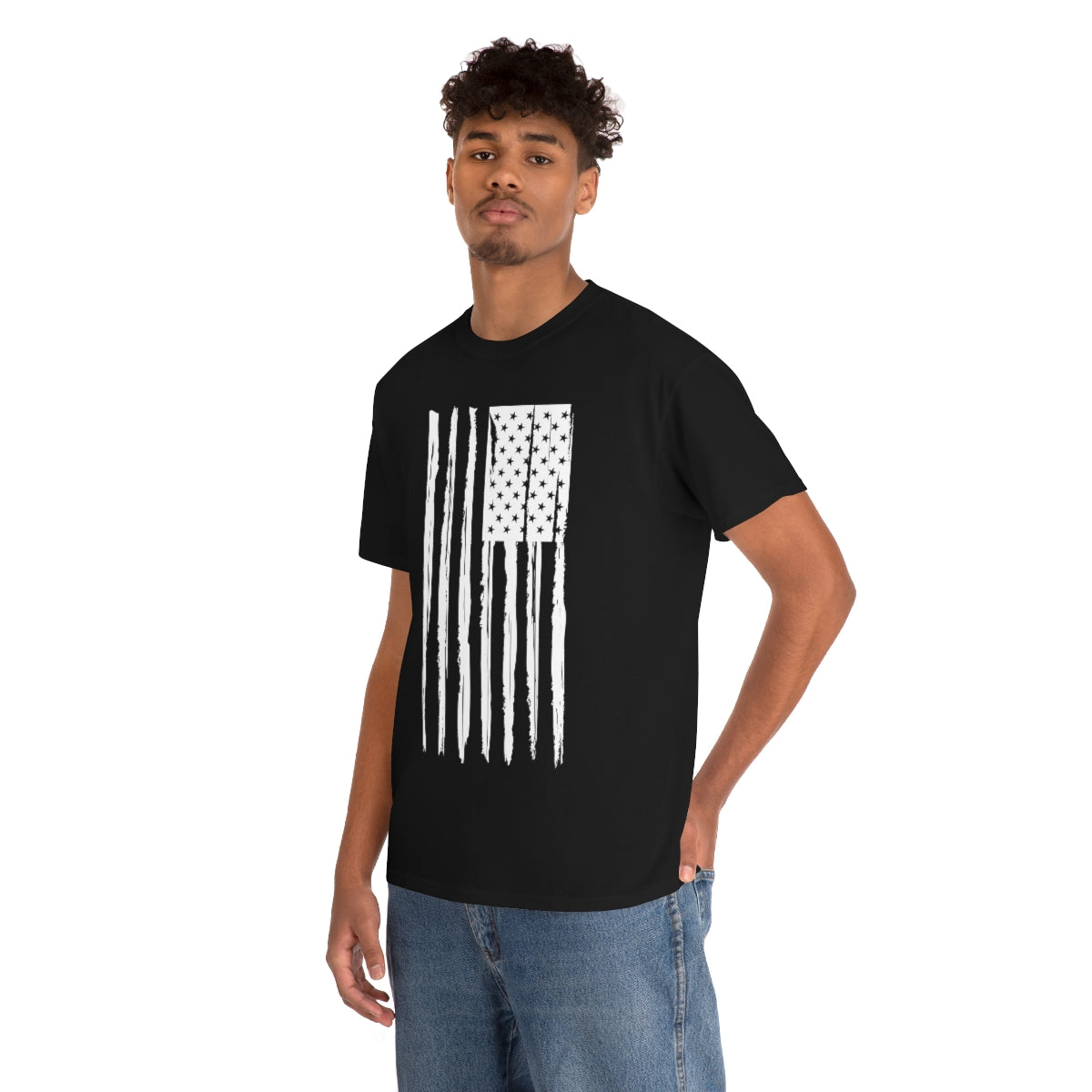 "White Vertical Flag" Unisex Heavy Cotton Tee