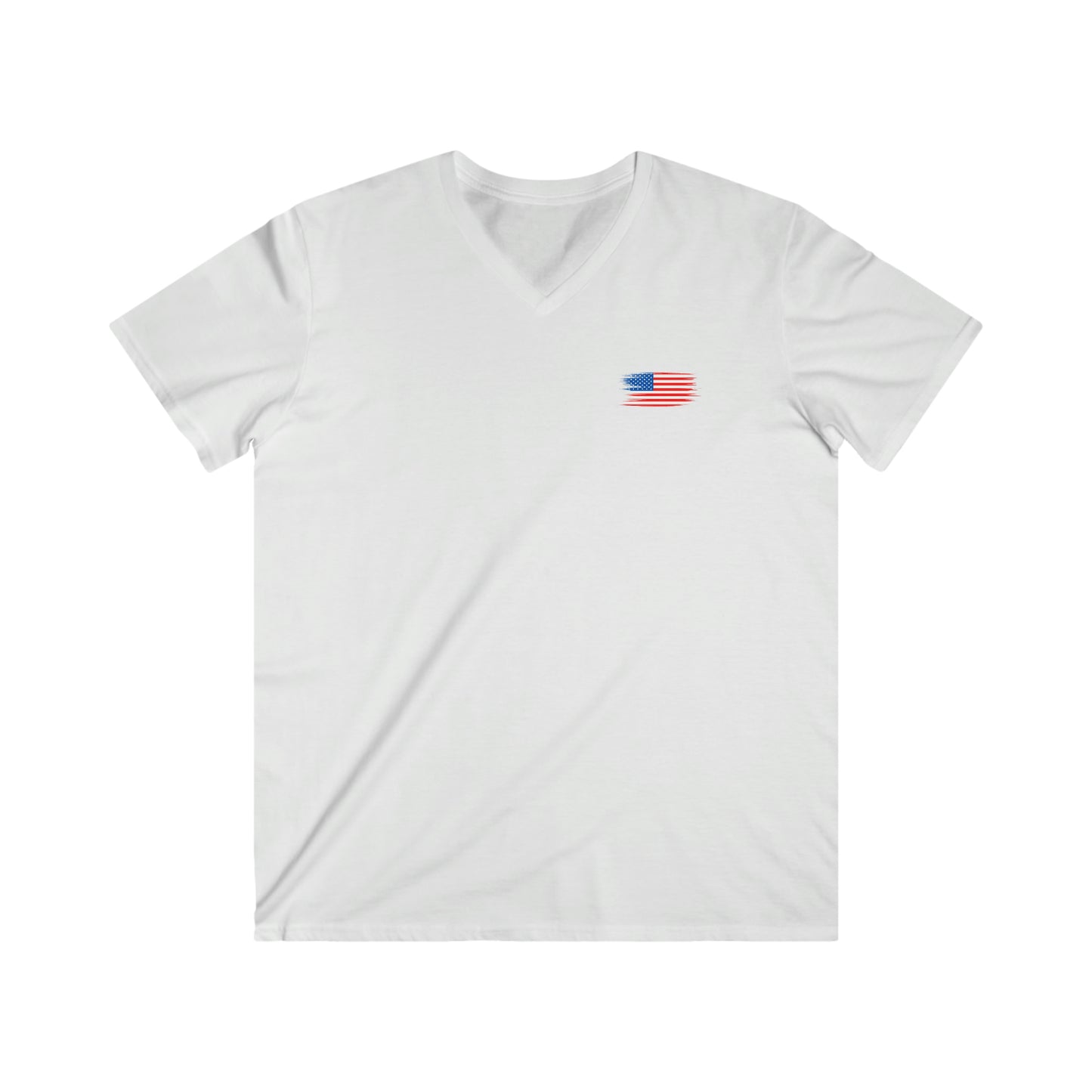 "American Flag" (front/back design) Men's Fitted V-Neck Short Sleeve Tee