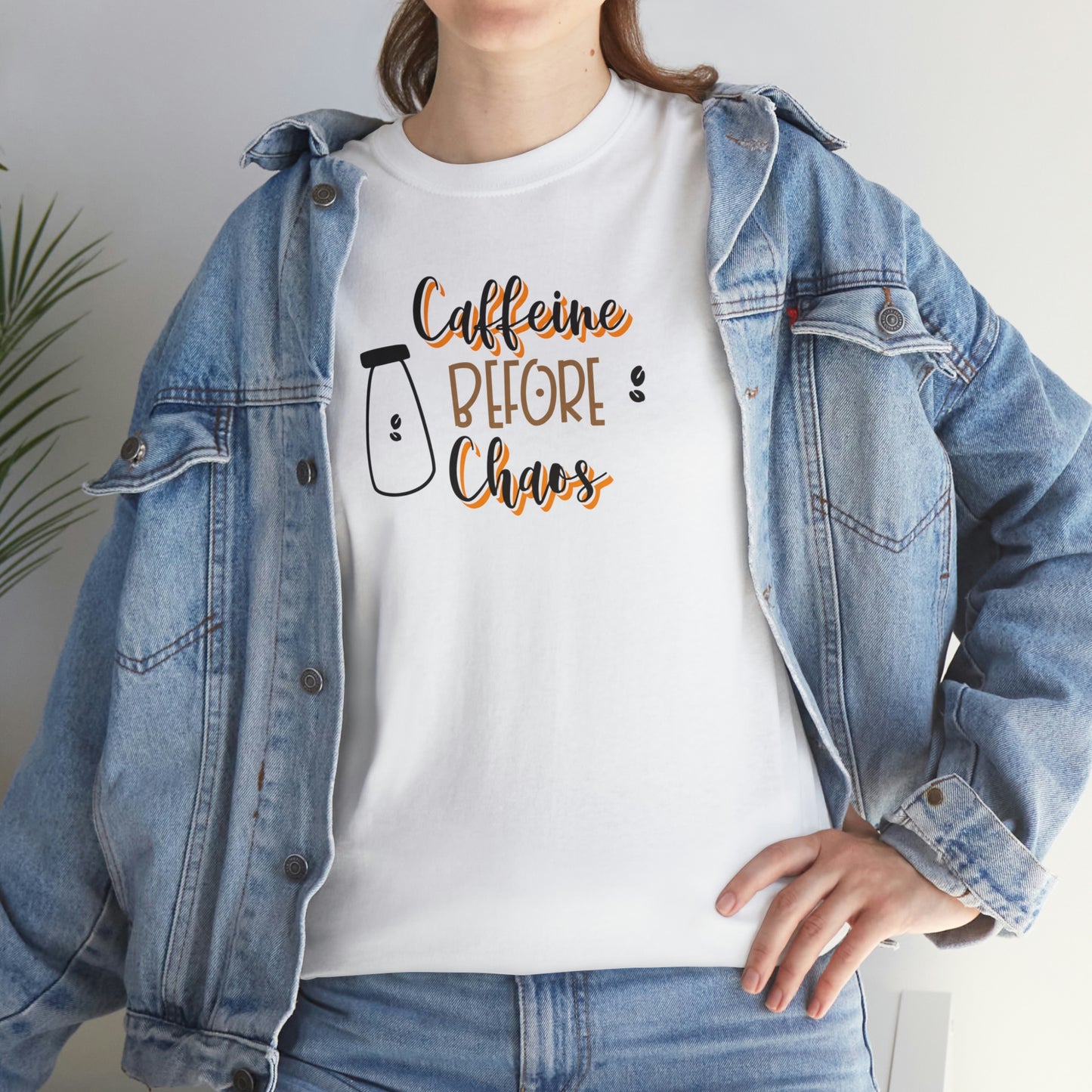 "Caffeine before Chaos" Unisex Heavy Cotton Tee