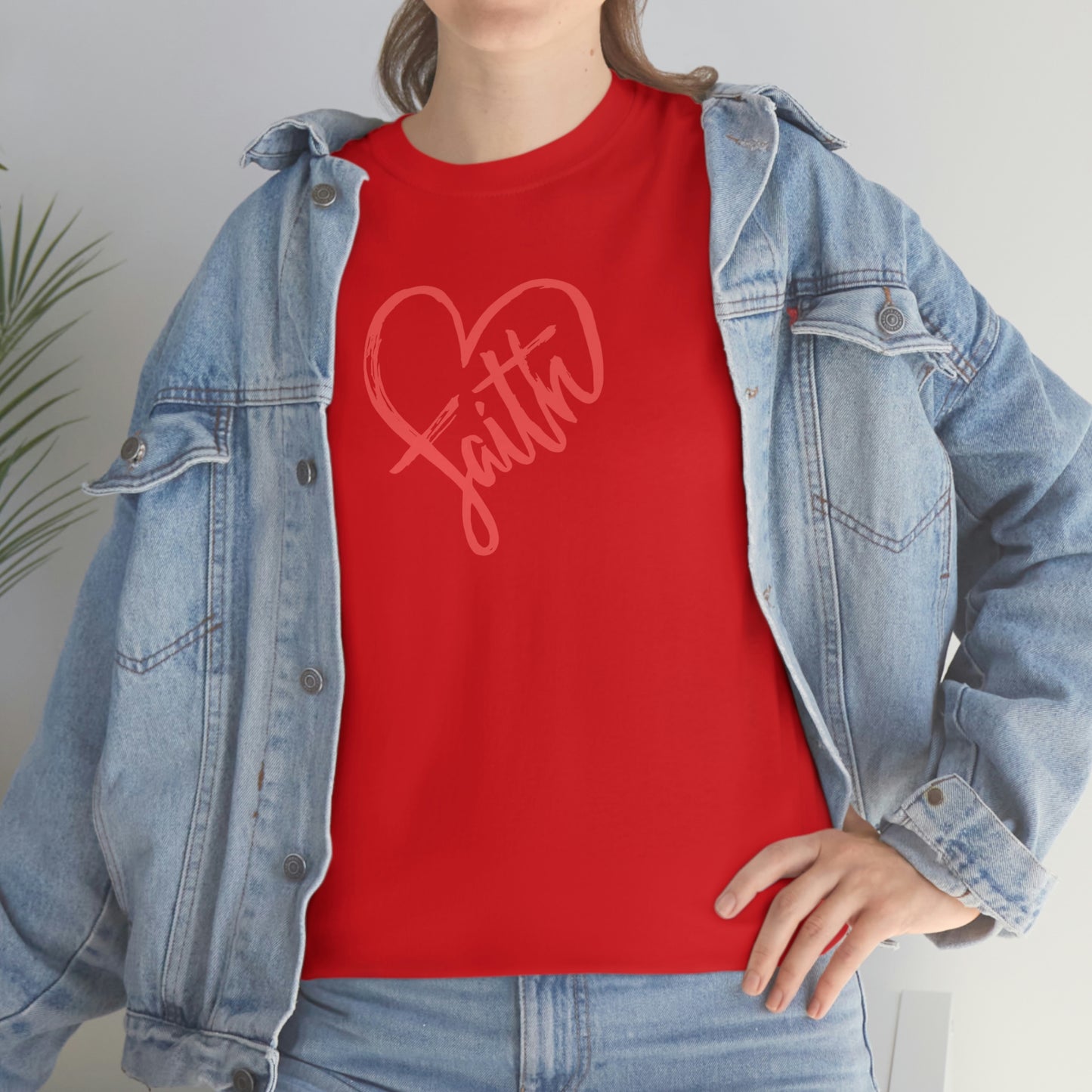 "Red Faith Heart" Unisex Heavy Cotton Tee