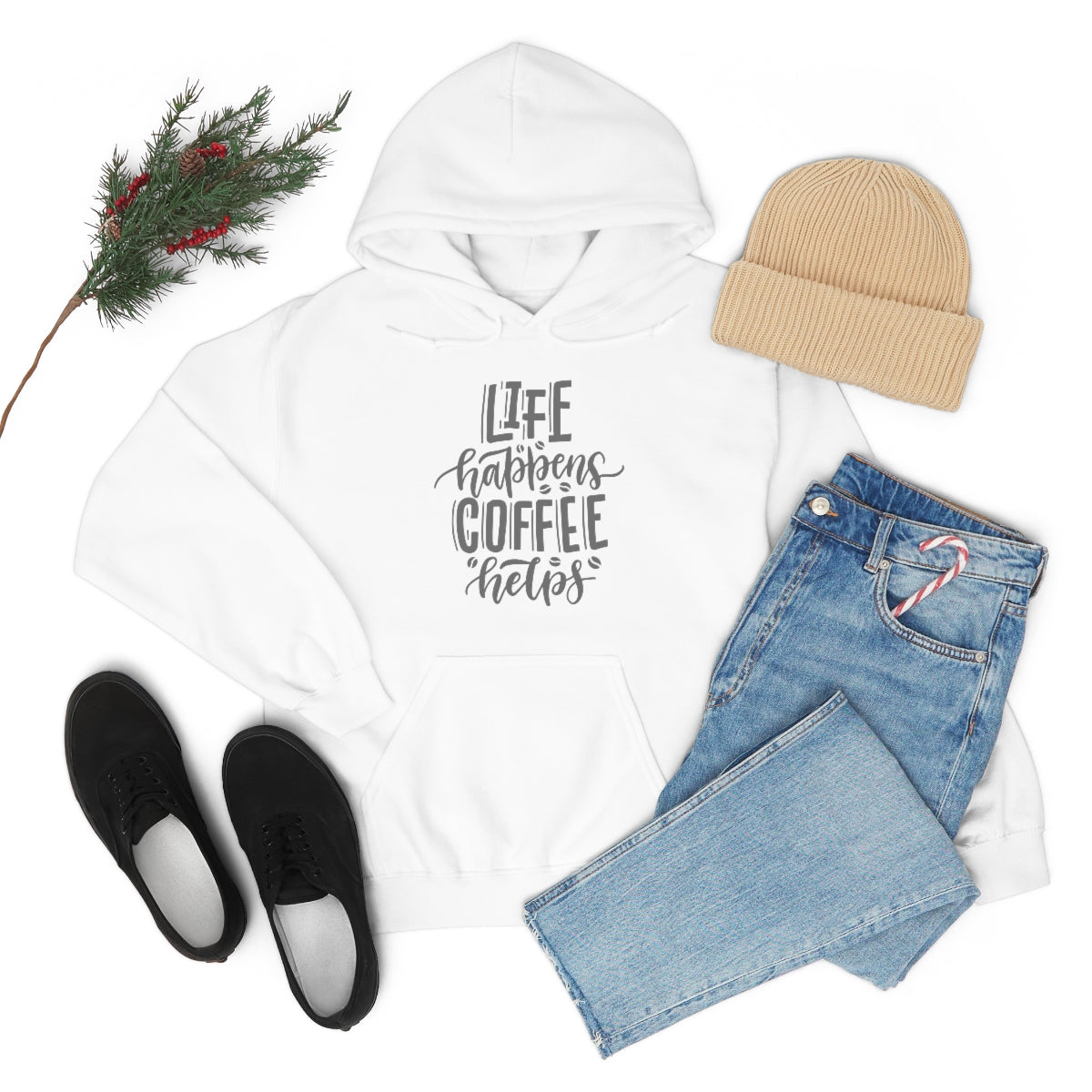 "Life Happens Coffee Helps" Unisex Heavy Blend™ Hooded Sweatshirt