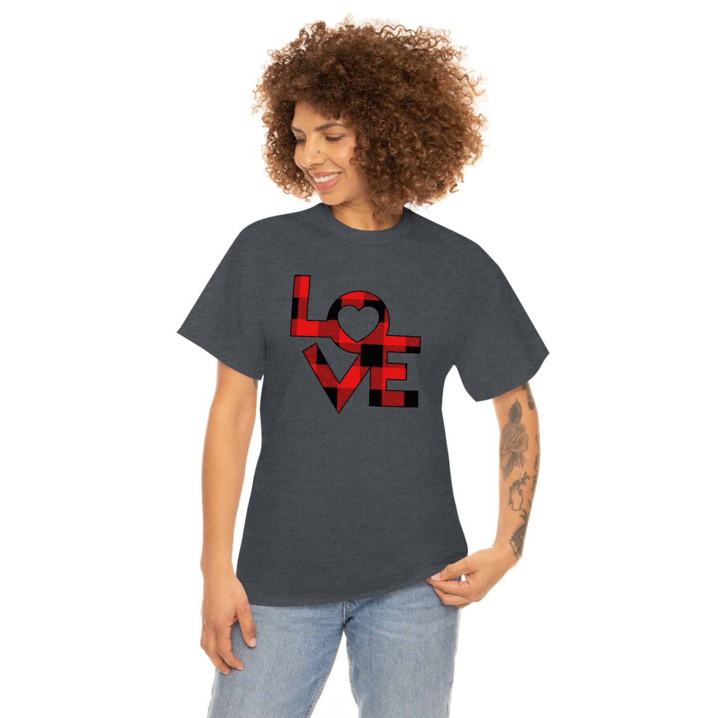 "Plaid LOVE" Unisex Heavy Cotton Tee
