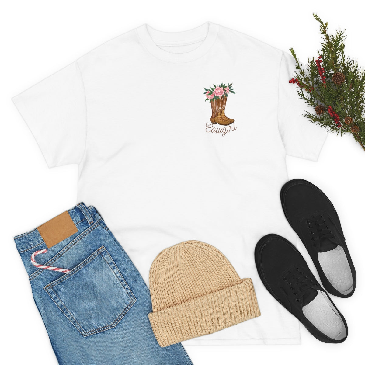 "Cowgirl/Herd That" Unisex Heavy Cotton Tee Front/Back Designs