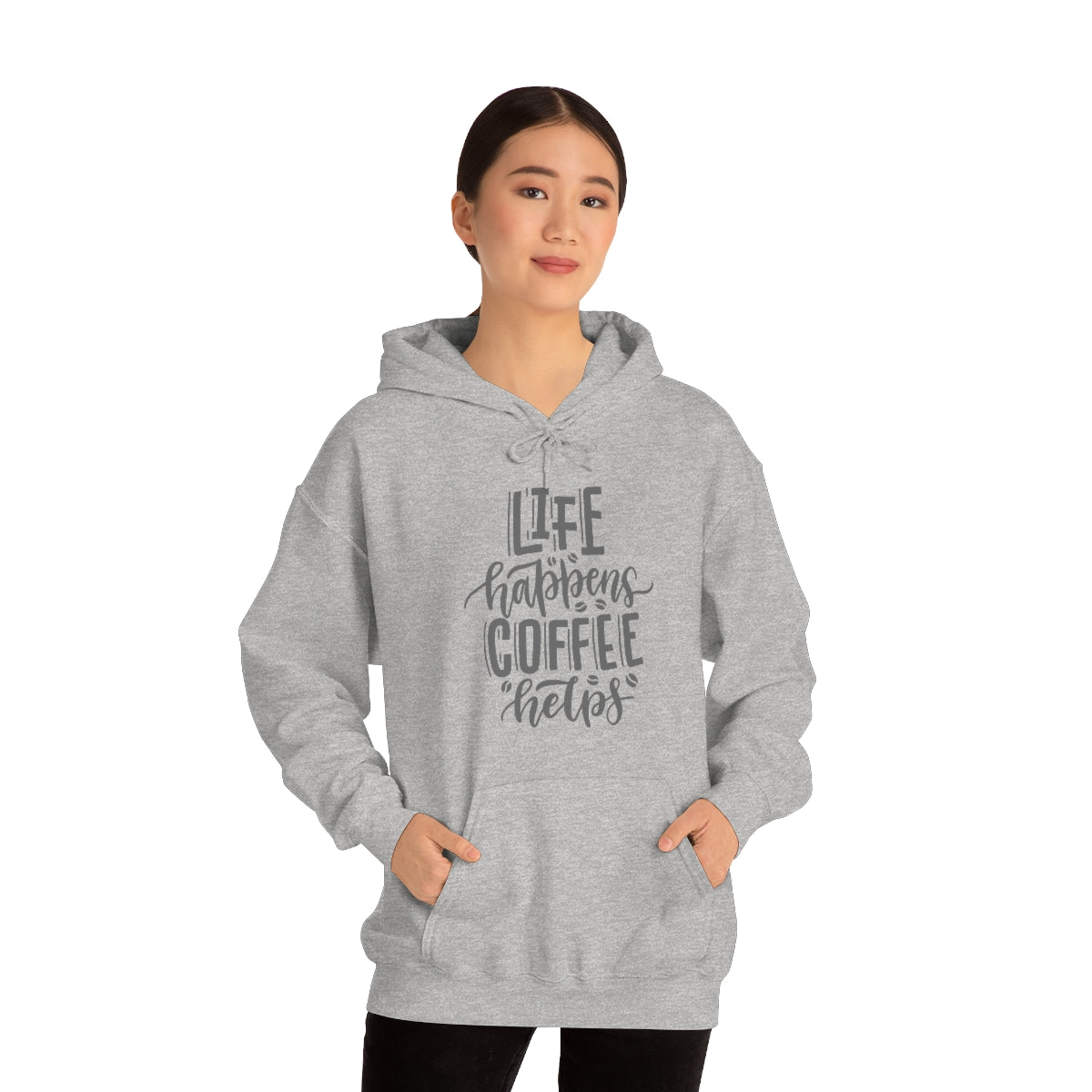"Life Happens Coffee Helps" Unisex Heavy Blend™ Hooded Sweatshirt