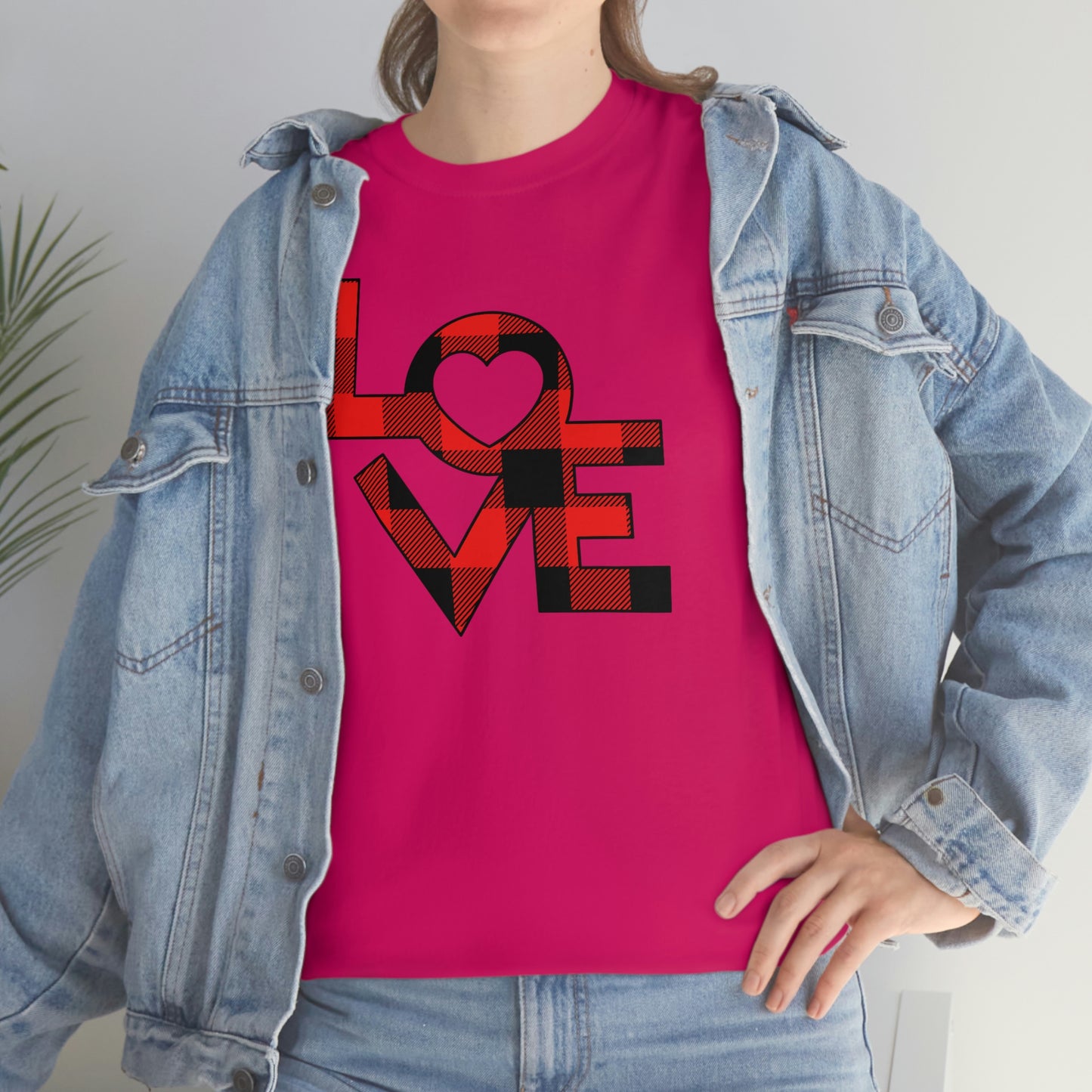 "Plaid LOVE" Unisex Heavy Cotton Tee