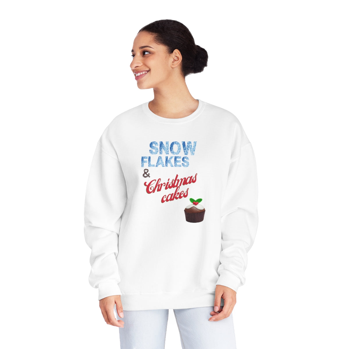 "Snow Flakes & Christmas Cakes" Unisex NuBlend® Crewneck Sweatshirt