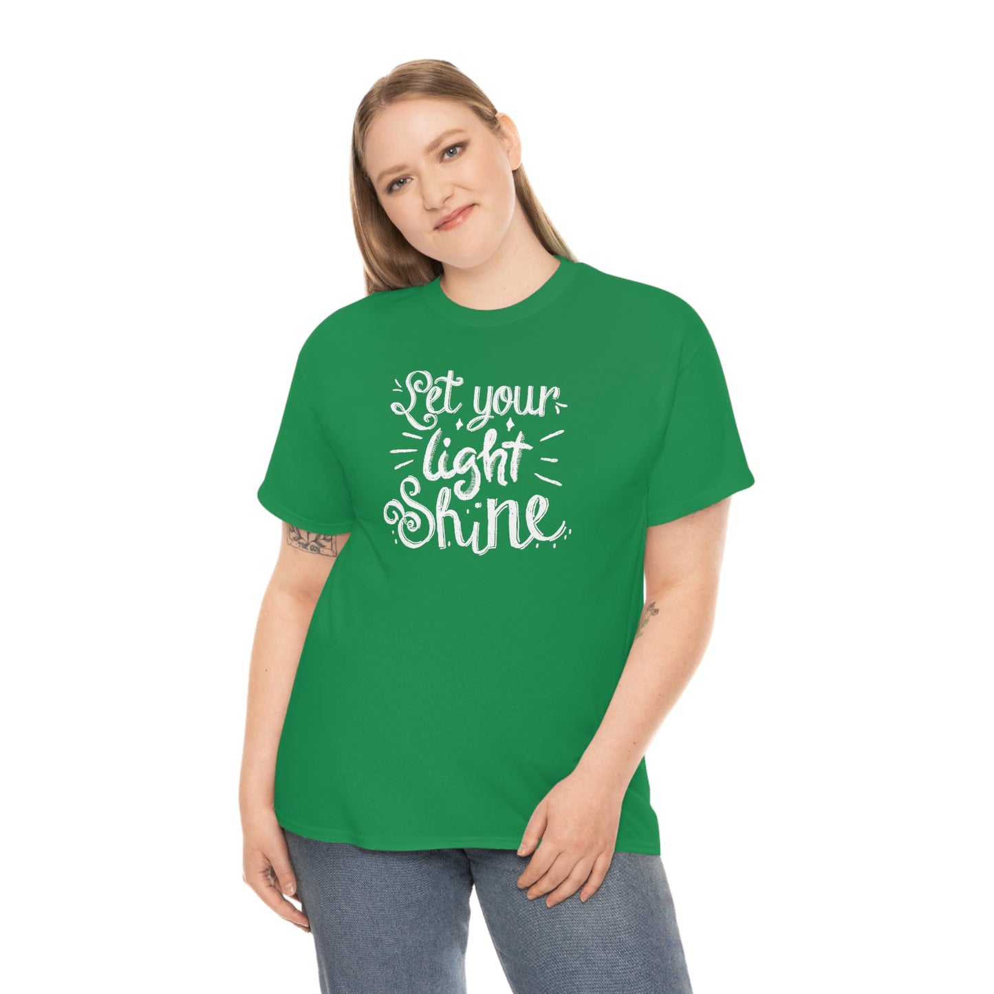 "Let Your Light Shine" (white font) Unisex Heavy Cotton Tee