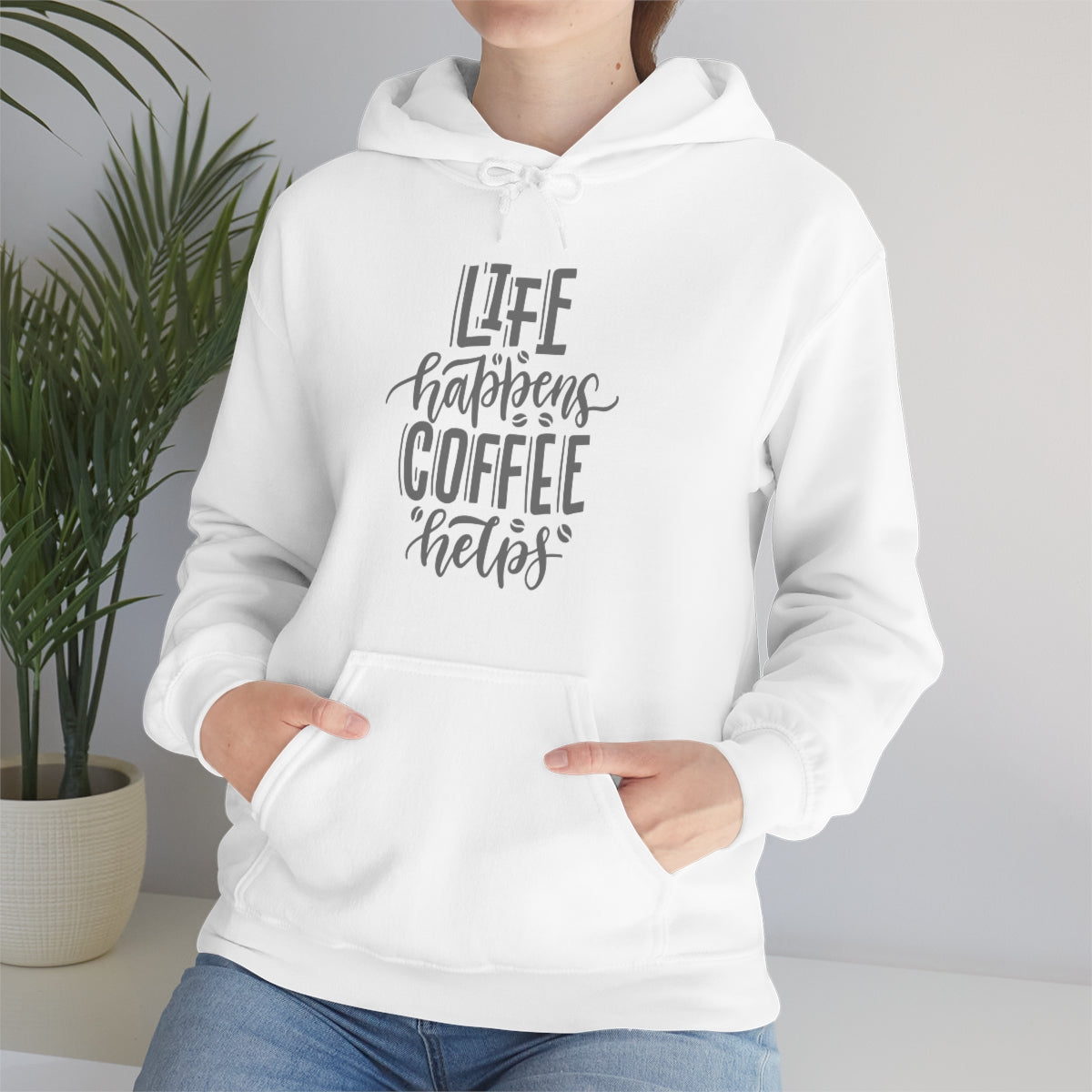 "Life Happens Coffee Helps" Unisex Heavy Blend™ Hooded Sweatshirt