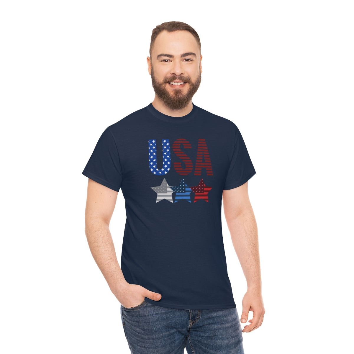 "USA Triple Stars" Unisex Heavy Cotton Tee
