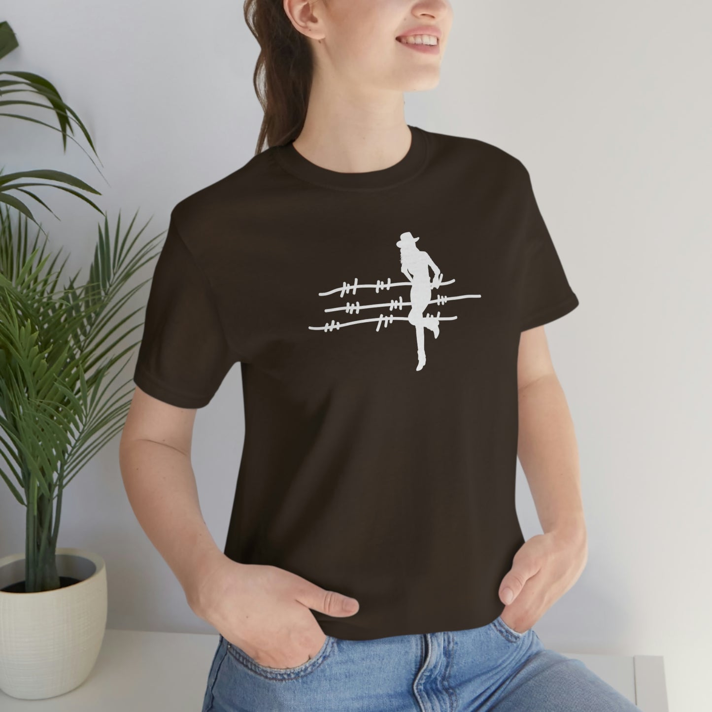 "On The Fence" (white image) Unisex Jersey Short Sleeve Tee