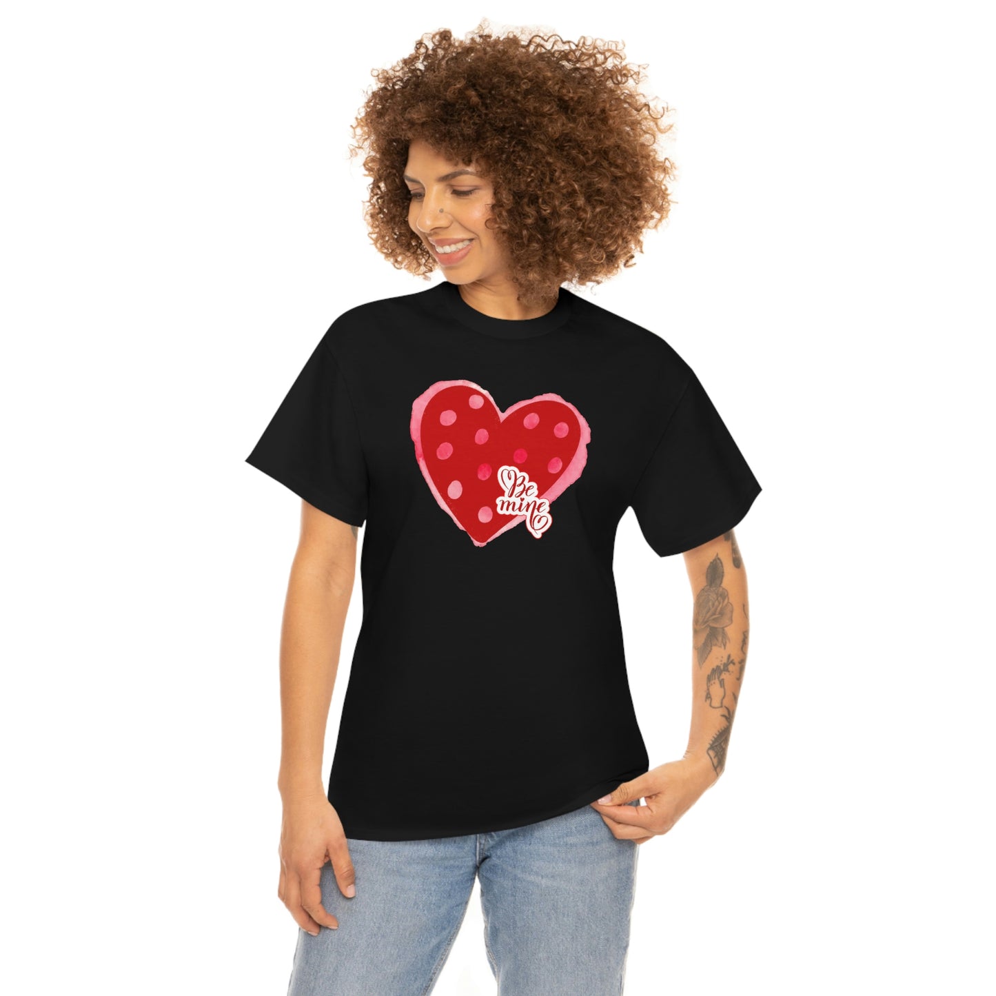 "Be Mine" Polka Dot Heart" Unisex Heavy Cotton Tee