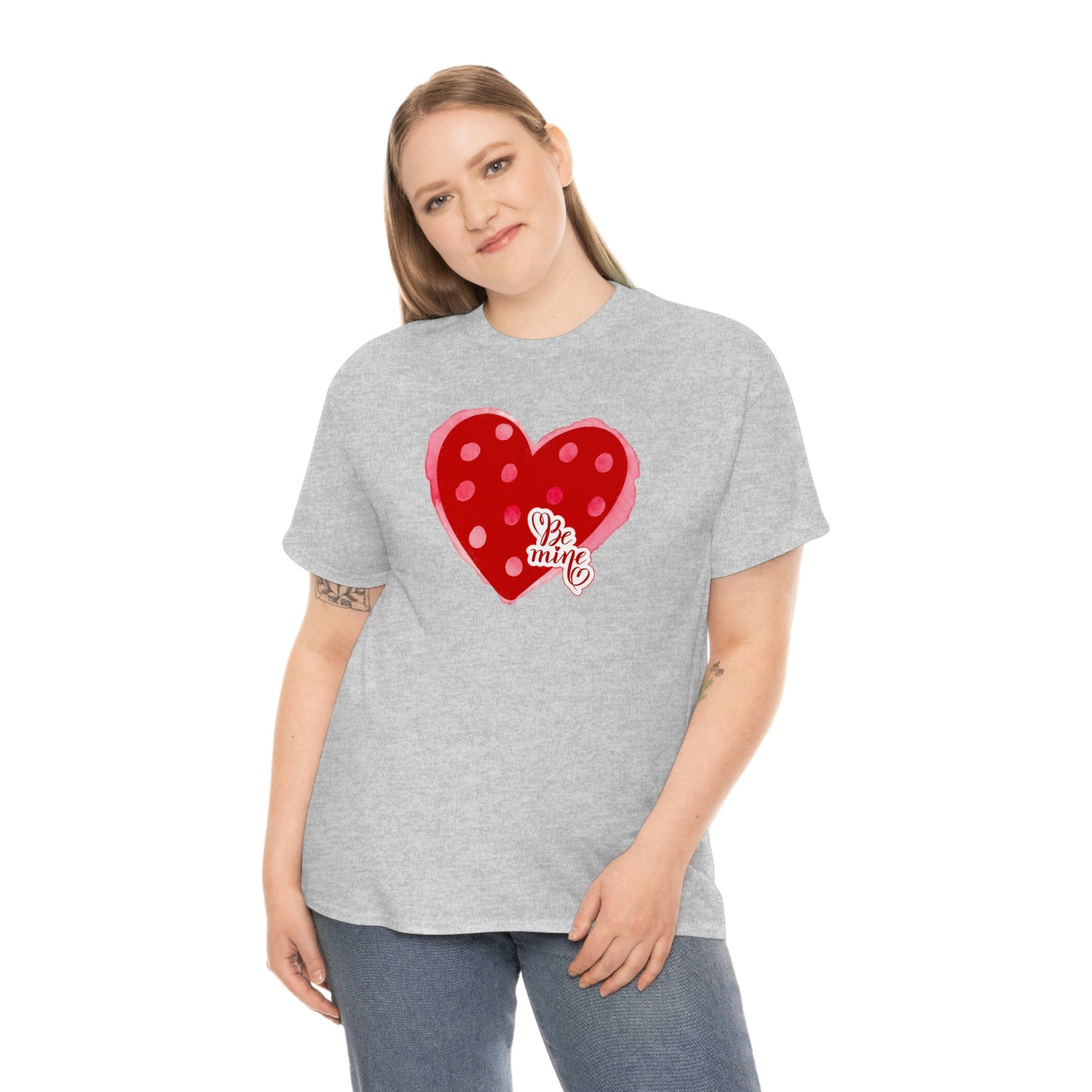 "Be Mine" Polka Dot Heart" Unisex Heavy Cotton Tee