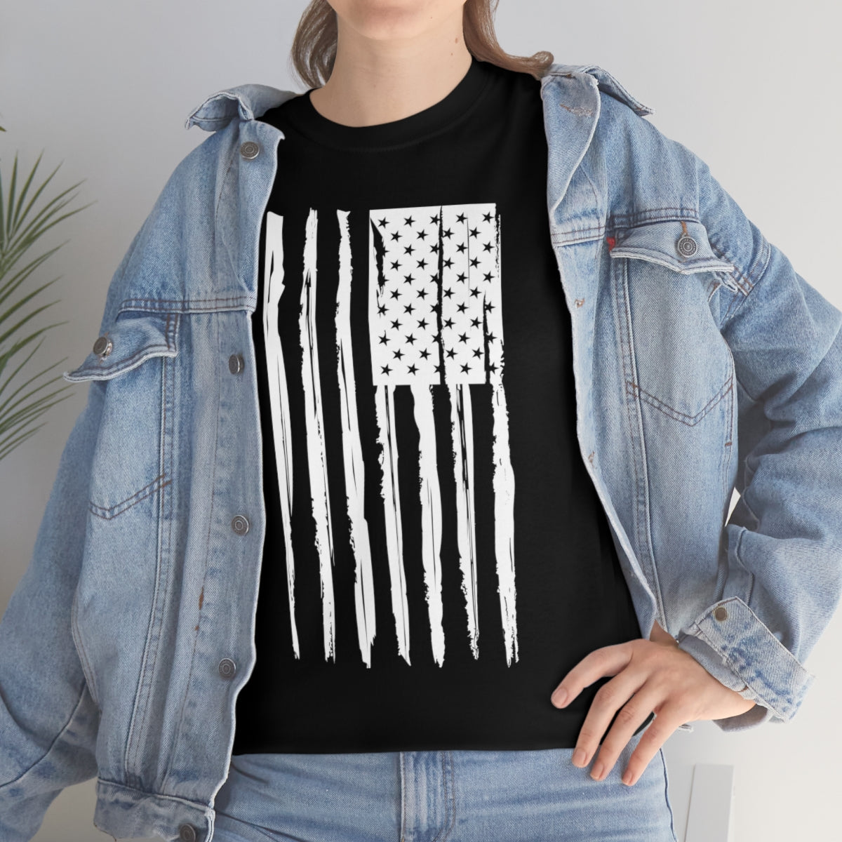 "White Vertical Flag" Unisex Heavy Cotton Tee