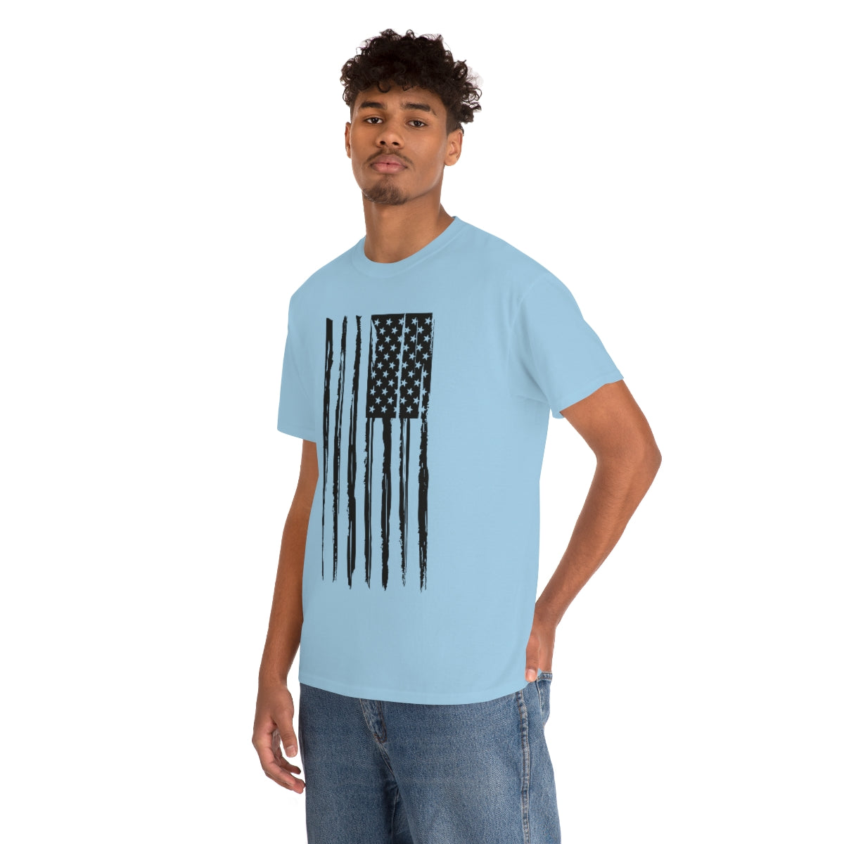 "Black Vertical Flag" Unisex Heavy Cotton Tee