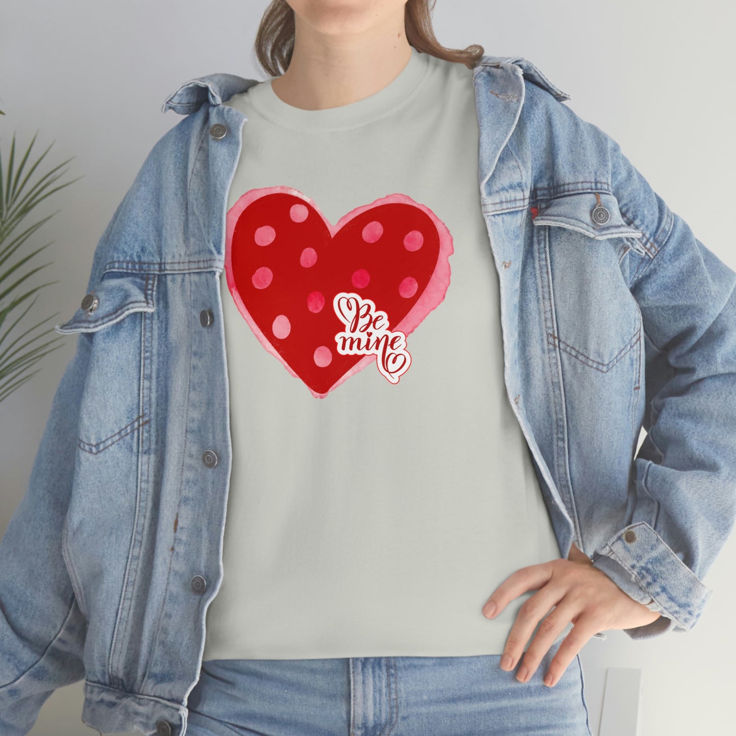 "Be Mine" Polka Dot Heart" Unisex Heavy Cotton Tee