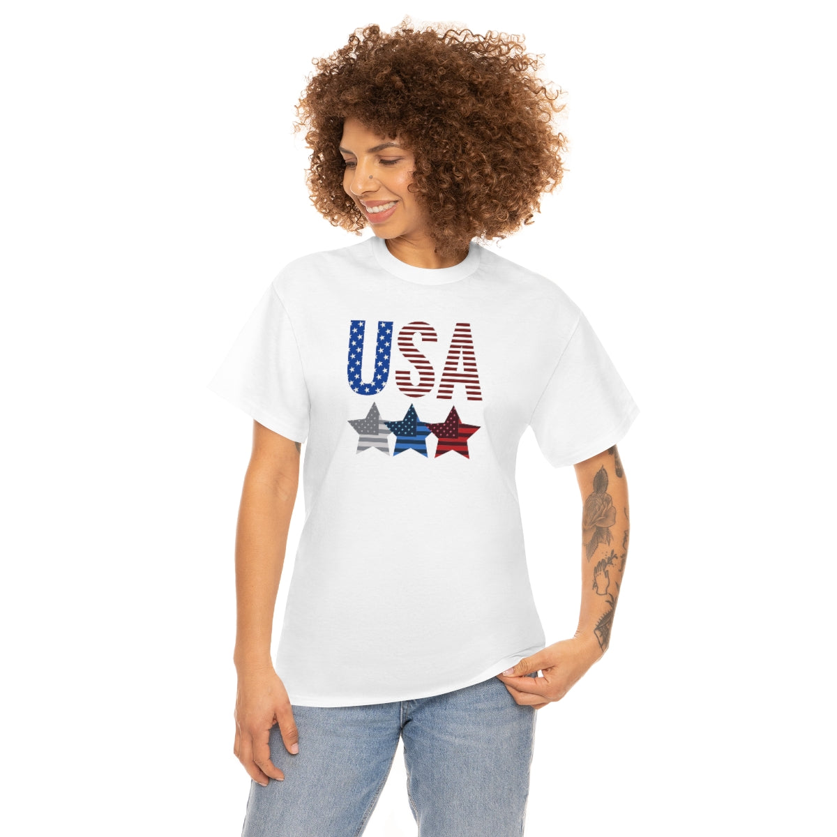 "USA Triple Stars" Unisex Heavy Cotton Tee