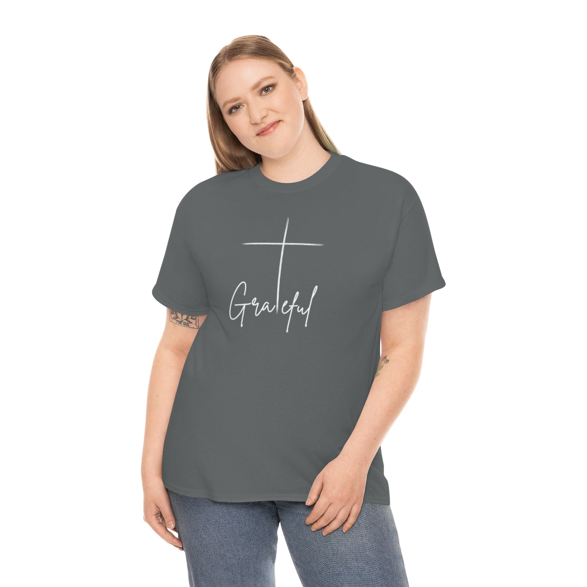 "Grateful Cross" Unisex Heavy Cotton Tee