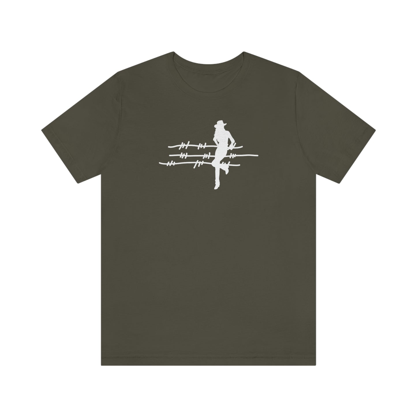 "On The Fence" (white image) Unisex Jersey Short Sleeve Tee
