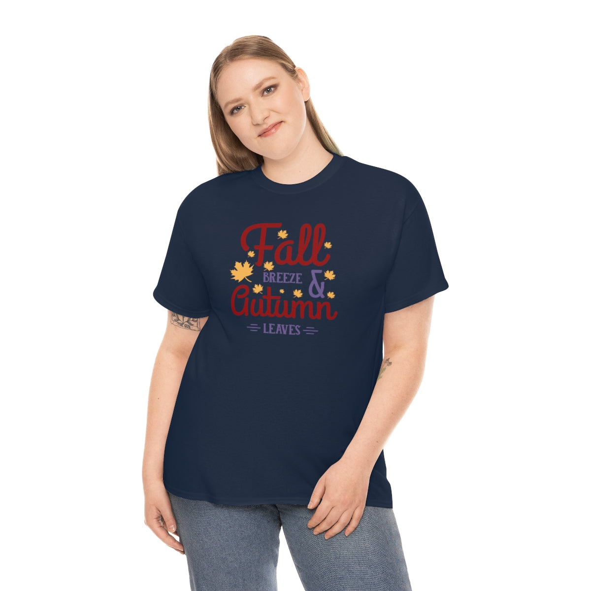 "Fall Breeze And Autumn Leaves" Unisex Heavy Cotton Tee