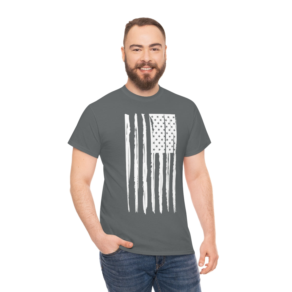 "White Vertical Flag" Unisex Heavy Cotton Tee