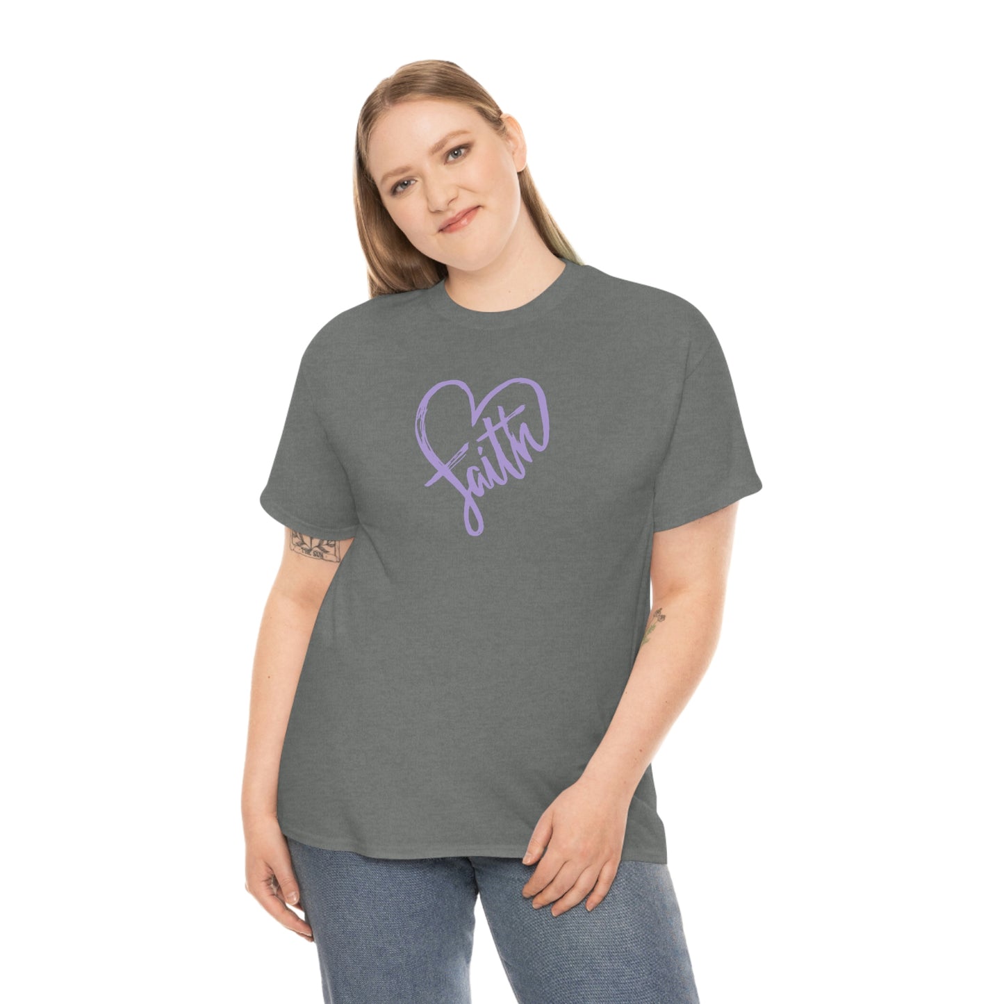 "Purple Faith Heart" Unisex Heavy Cotton Tee
