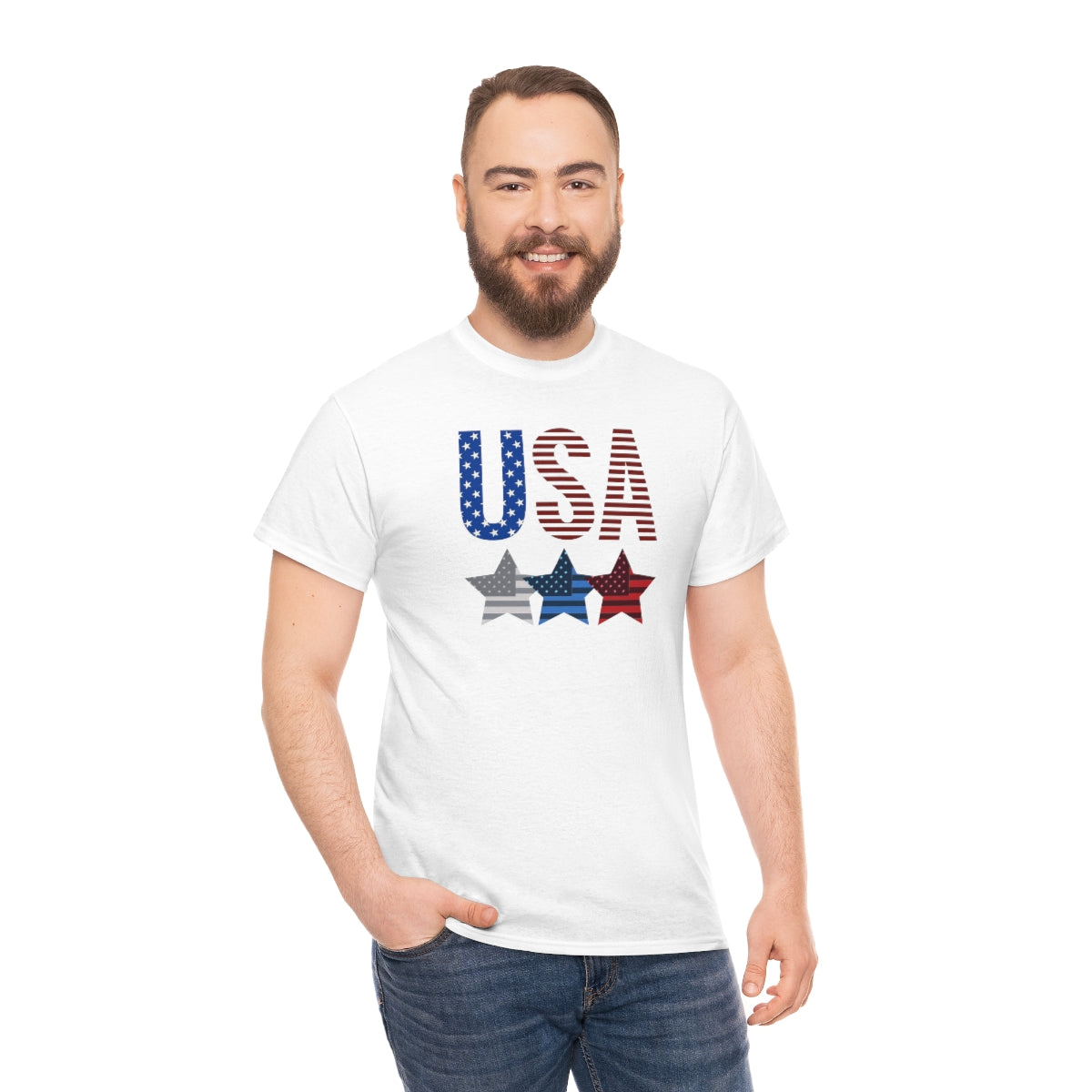 "USA Triple Stars" Unisex Heavy Cotton Tee