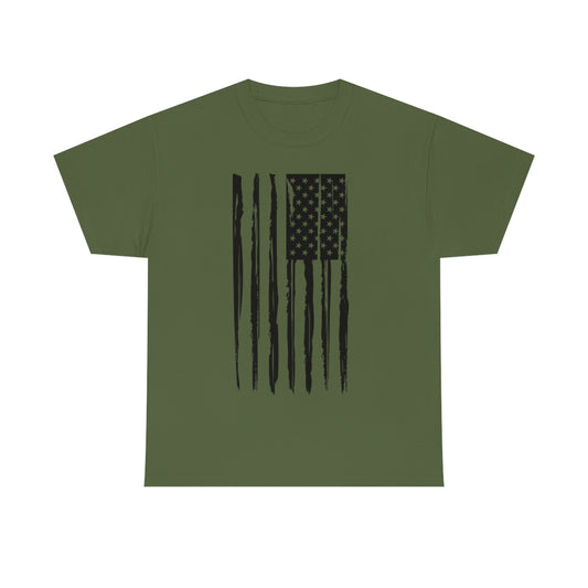 "Black Vertical Flag" Unisex Heavy Cotton Tee