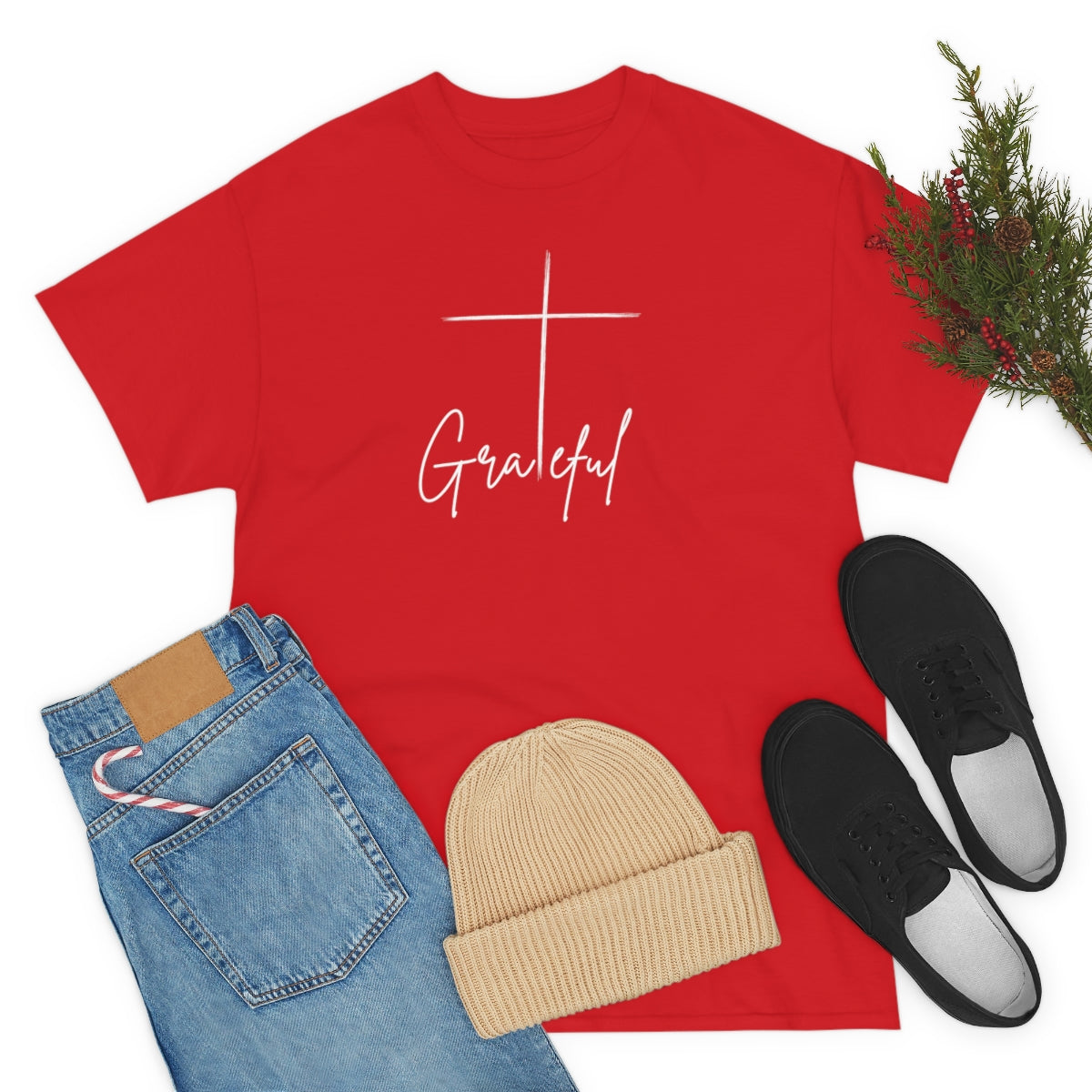 "Grateful Cross" Unisex Heavy Cotton Tee