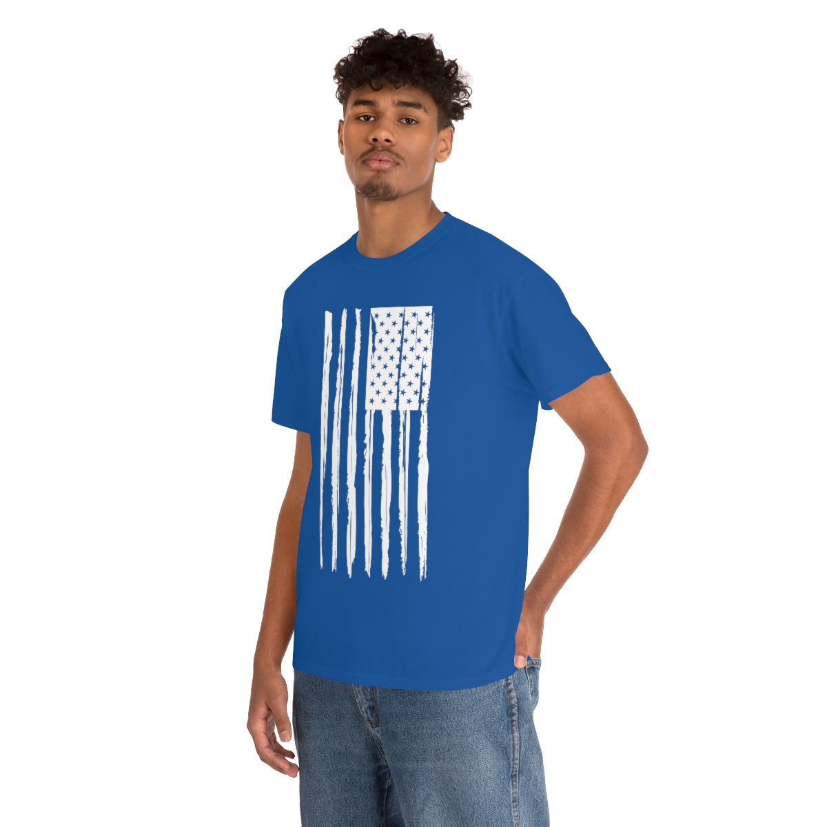 "White Vertical Flag" Unisex Heavy Cotton Tee