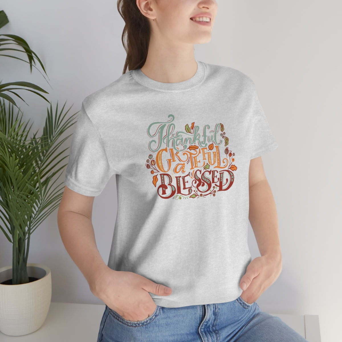 Thankful Grateful Blessed Unisex Jersey Short Sleeve Tee
