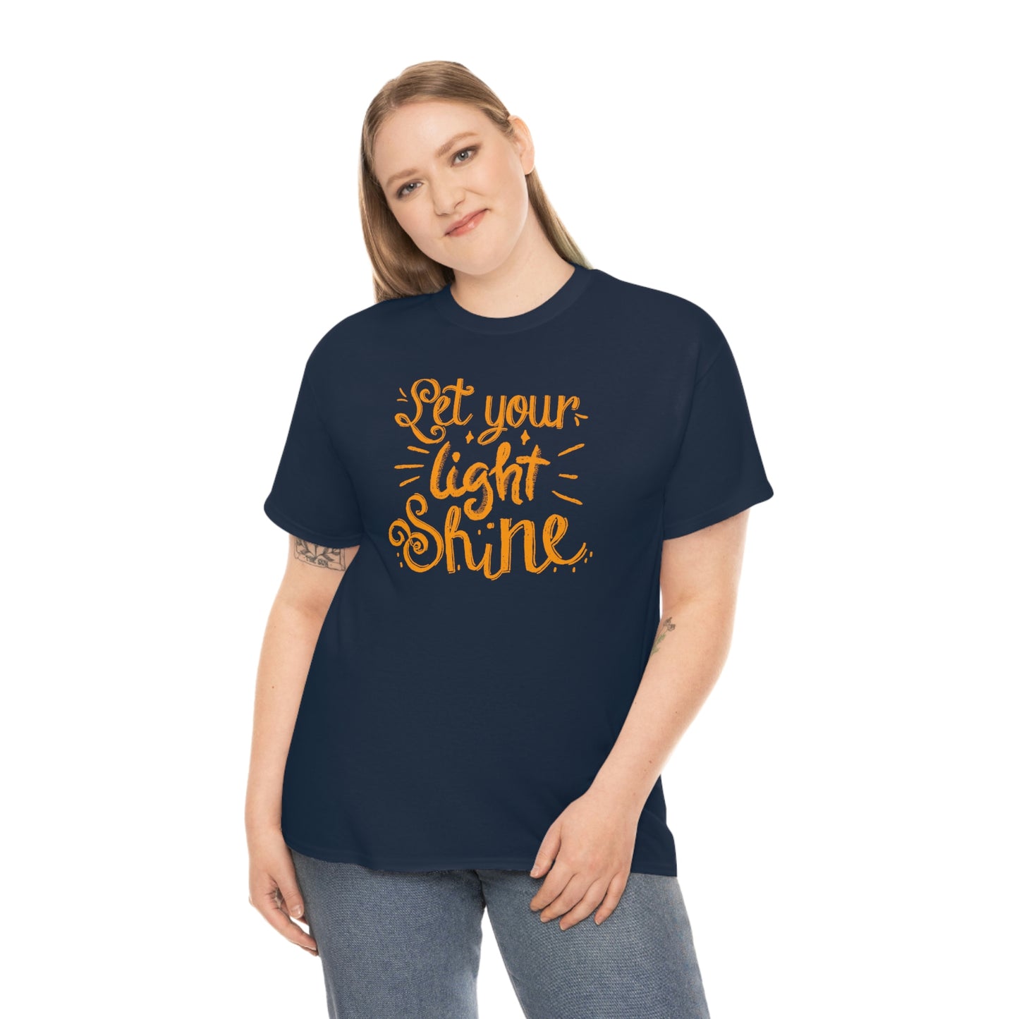 "Let You're Light Shine" (orange font) Unisex Heavy Cotton Tee