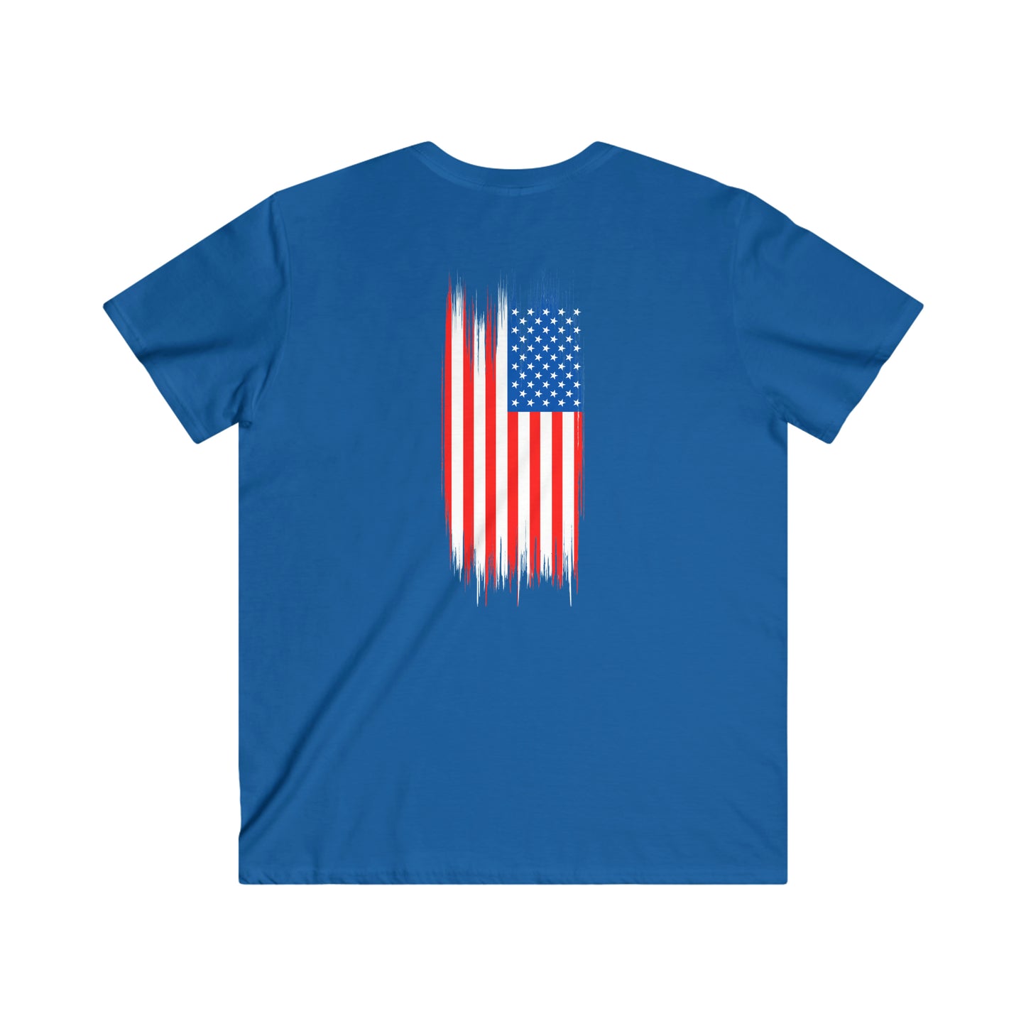 "American Flag" (front/back design) Men's Fitted V-Neck Short Sleeve Tee
