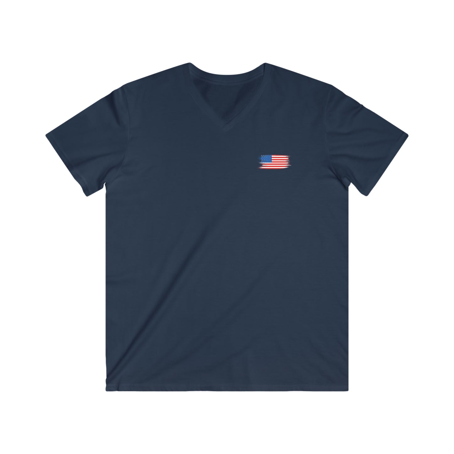 "American Flag" (front/back design) Men's Fitted V-Neck Short Sleeve Tee
