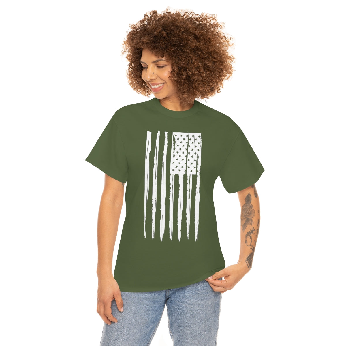 "White Vertical Flag" Unisex Heavy Cotton Tee