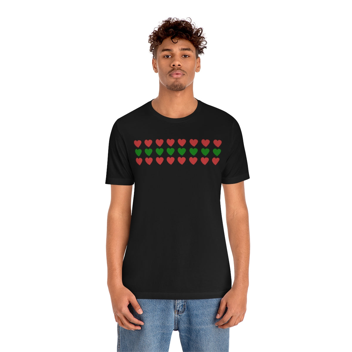 "Christmas Hearts" Unisex Jersey Short Sleeve Tee