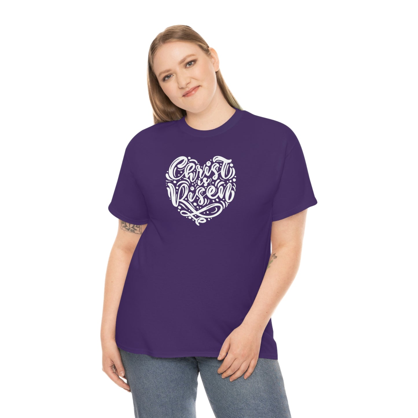 "Christ is Risen Heart" Unisex Heavy Cotton Tee