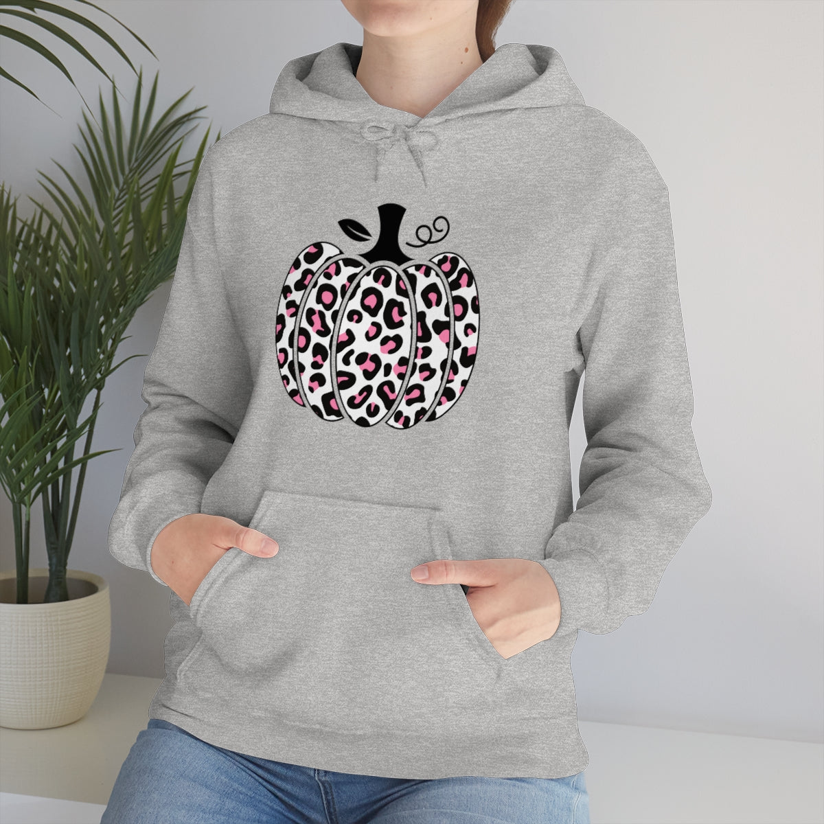 "Pink Leopard Pumpkin" Unisex Heavy Blend™ Hooded Sweatshirt