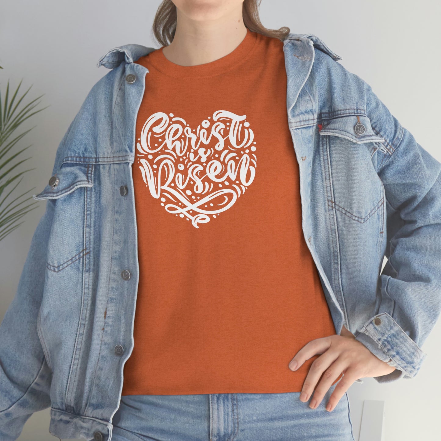 "Christ is Risen Heart" Unisex Heavy Cotton Tee