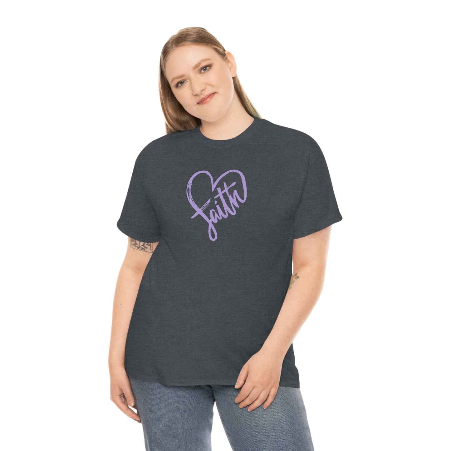 "Purple Faith Heart" Unisex Heavy Cotton Tee